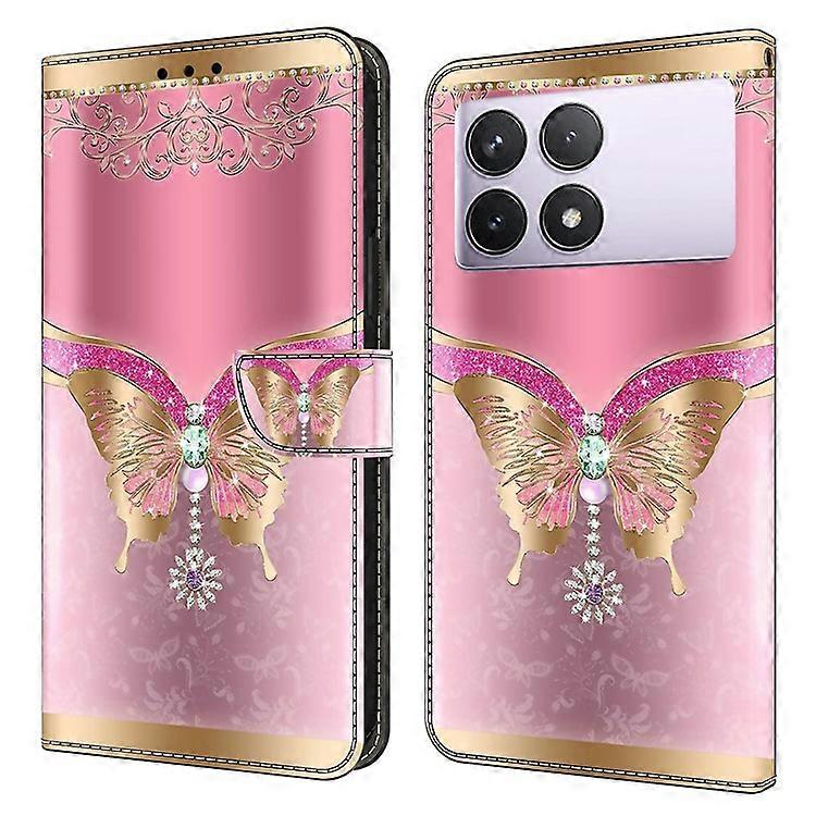 متوافق مع Xiaomi Redmi K70E 5G / Poco X6 Pro 5G غطاء جلدي قابل للطي 3D نمط طباعة حافظة هاتف محفظة