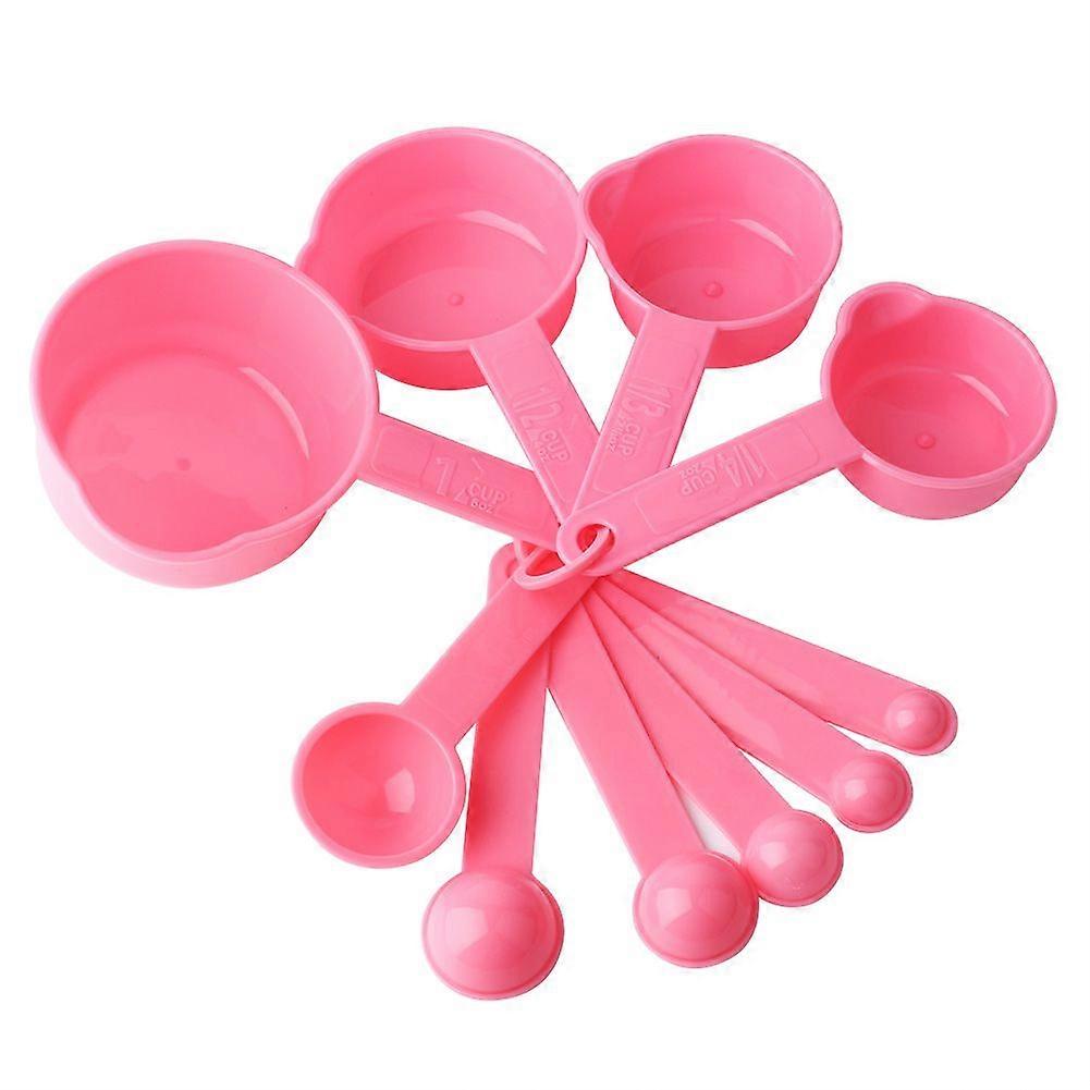 10pcs/ Set Kitchen Cook Teaspoon Measuring Spoons Cups Measuring Tools (Pink)