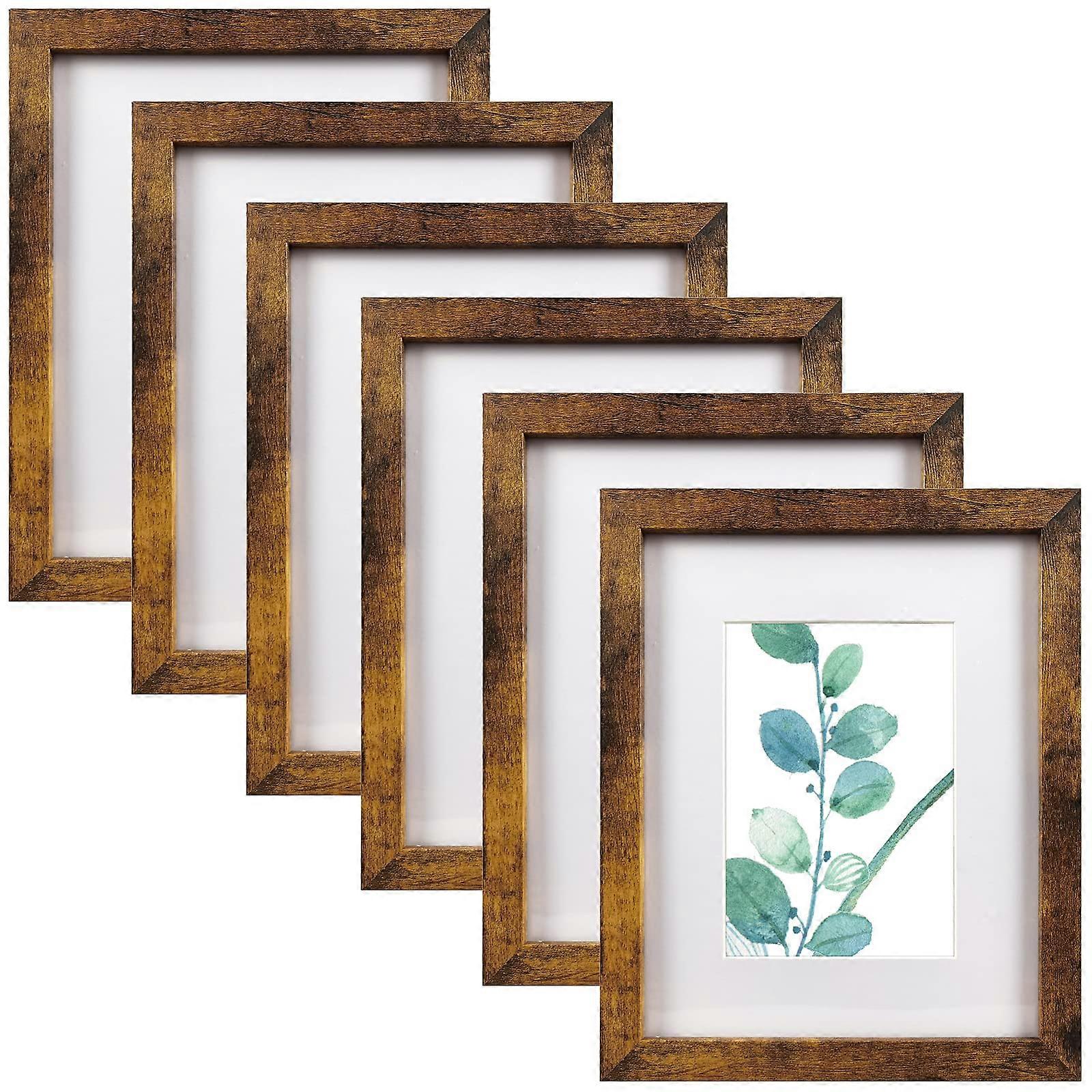 6-Pack Brown Picture Frame 5x7 Inches With 8x10 Inches Pad Photo Frame Set