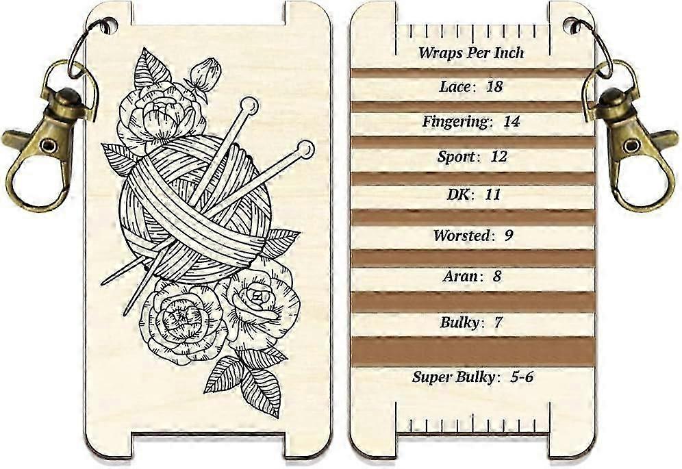 قطعة واحدة من كرات الغزل من June Rose، بطاقة التحكم في الغزل، دليل WPI للغزل المزخرف مع مشبك، لوحة دليل لف الغزل الخشبي مع Diz للغزل، مقياس الغزل