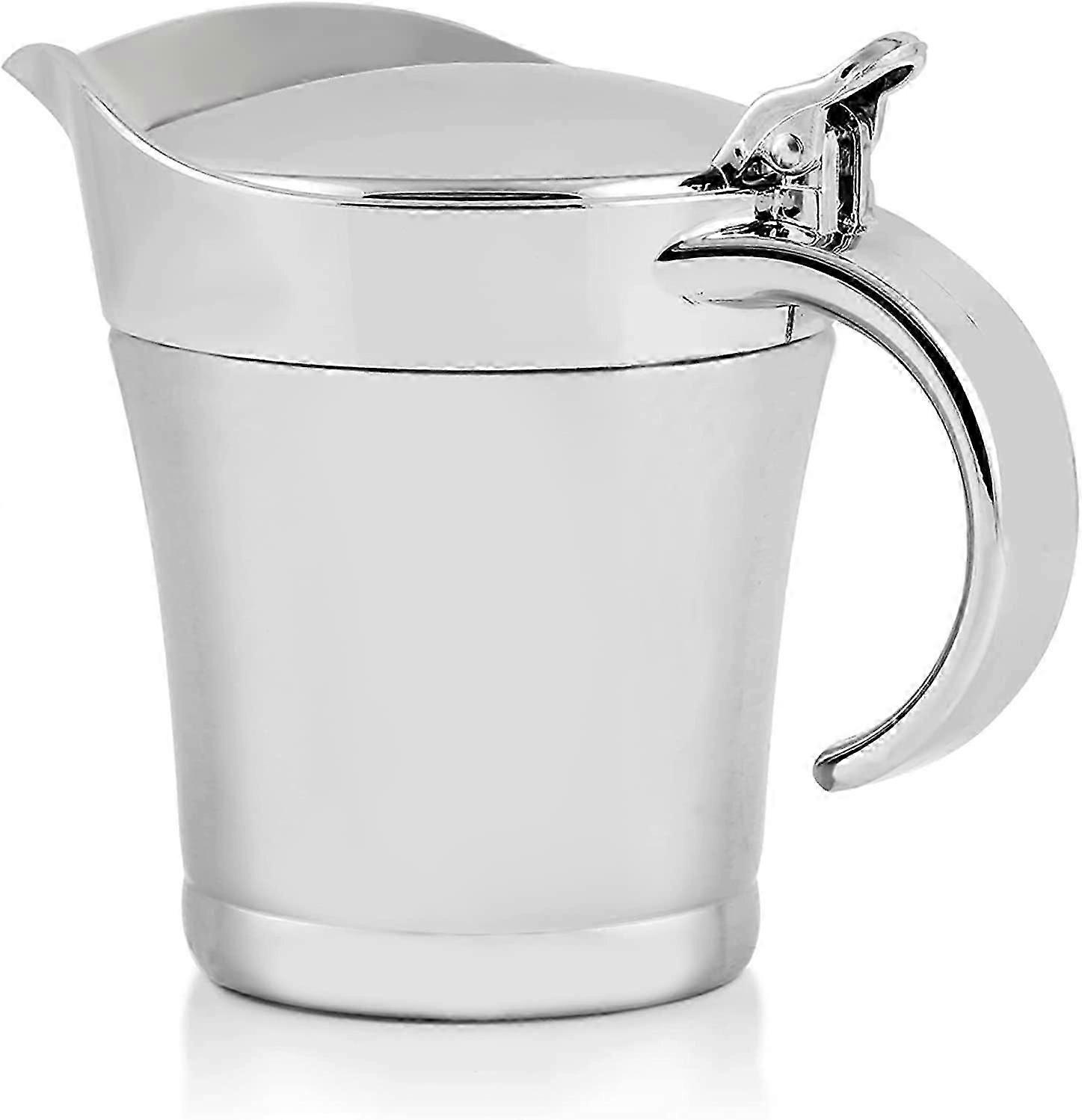 Stainless Steel Double Wall Insulated Gravy Boat Serving Jug with Lid for Gravy, Cream, Sauce, Salad Dressing