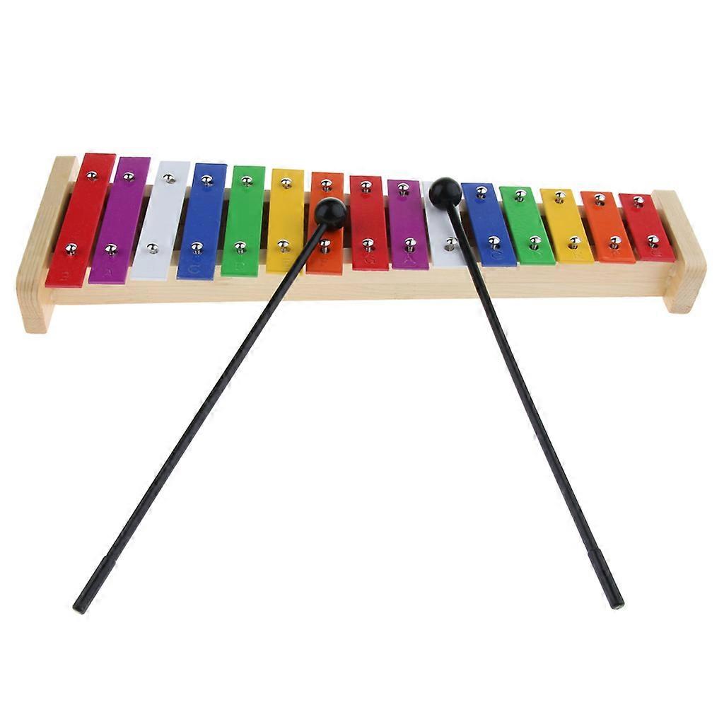 15 Tones Xylophone Aluminum Plate with 2x Hammers Sticks Colorful Toy for Kids