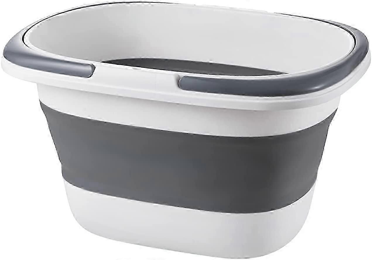 4.2 Gal(16L) Large Collapsible Plastic Bucket with Handle Multiuse Foldable Water Pail/Sink for Camping,Fishing,Ice(Grey)
