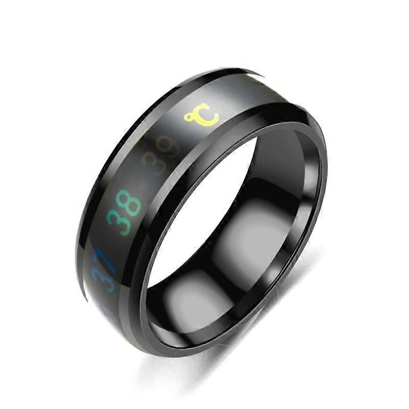 Smart Temperature Ring Stainless Steel Personalized Temperature Display Couple Ring, Size: 12