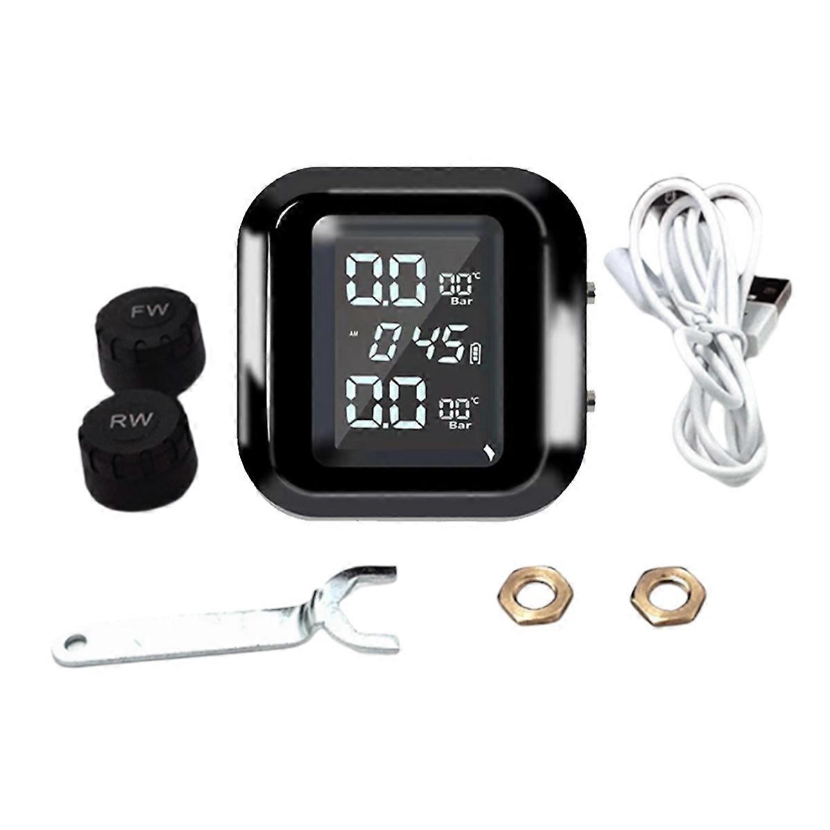 Motorcycle External Tire Pressure Sensors Solar Power TPMS Tire Pressure Monitoring System Tire Alarm Digital Display