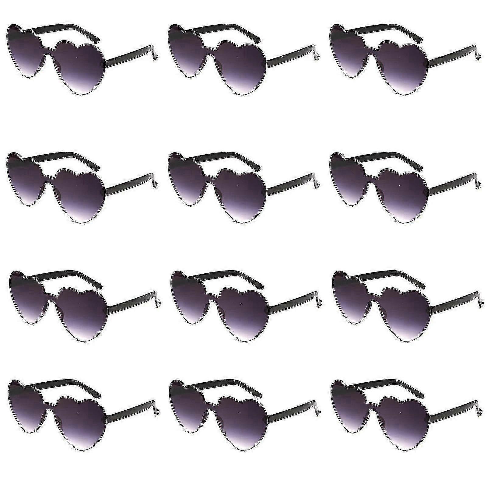 12buc inima ochelari de soare pentru femei transparent inima în formă de ochelari de soare vrac Fun ochelari de soare Pack pentru Partidul Favor