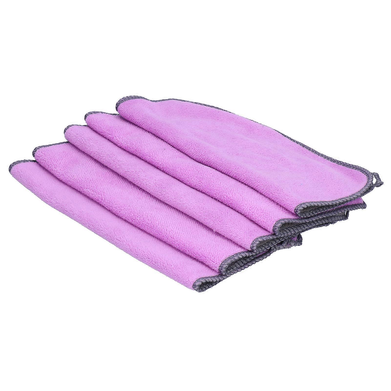 30x30cm Microfiber Dish Cloth 5Pcs Absorbent Thick Dish Rag For Kitchen Purple Gray
