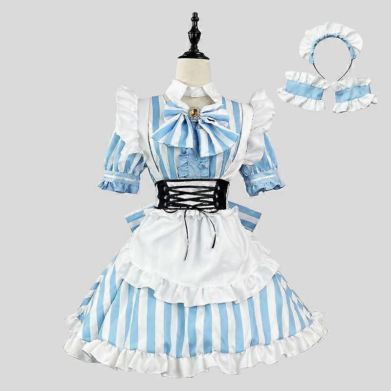 New Japanese Style Sweet Striped Maid Suit COSPLAY Lolita Plus Size Maid