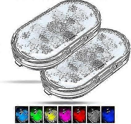 2 Pcs Car Led Interior Lights 5v Led Touch Wireless Car Light Rgb 7 Colors Adjustable Rechargeable Mobile Usb Touch