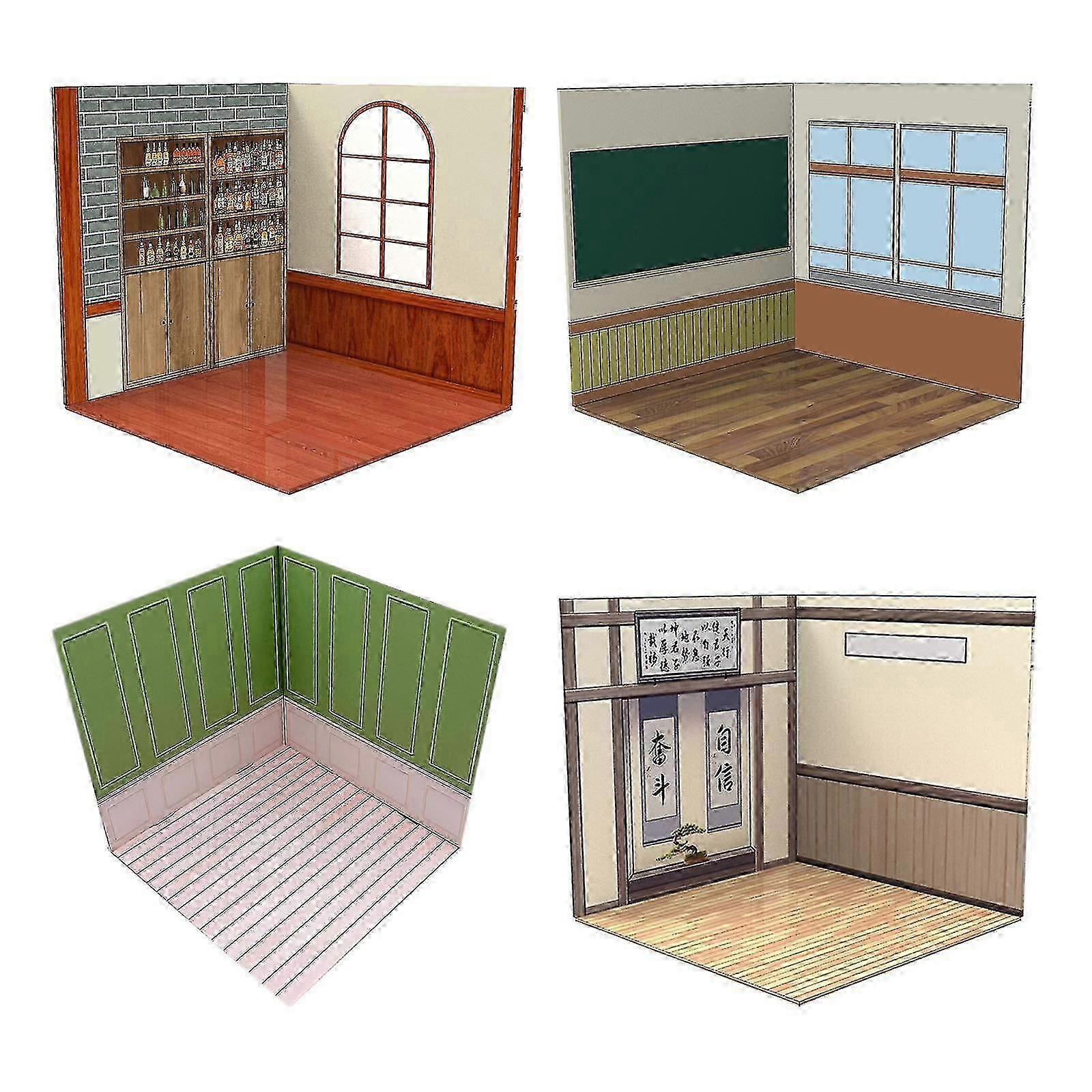 4pcs 1:12 Backdrop Scene Model Collection Layout Display Background