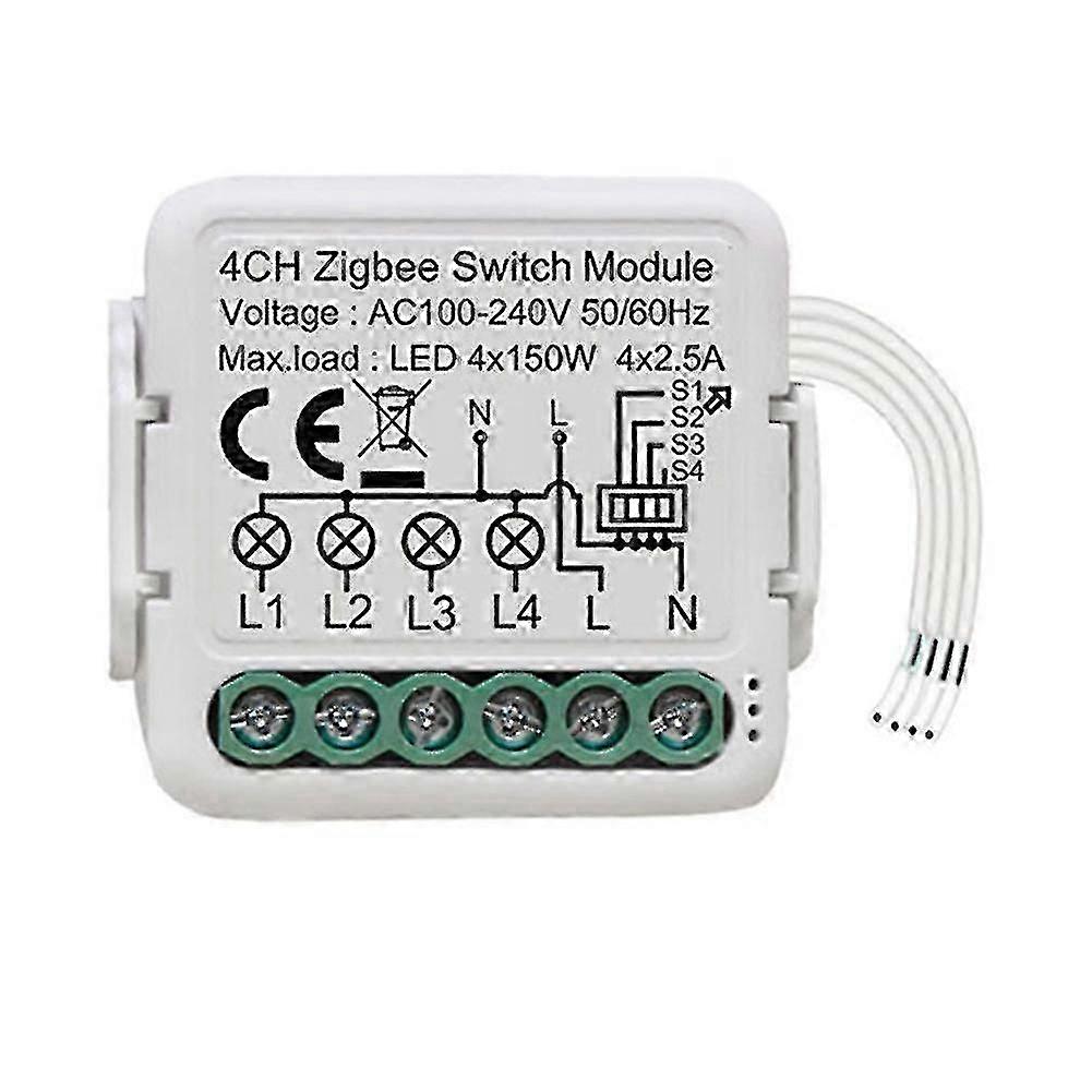 Tuya Zigbee Smart Switch Module 4 Gang Compatible Alexa Home Yandex