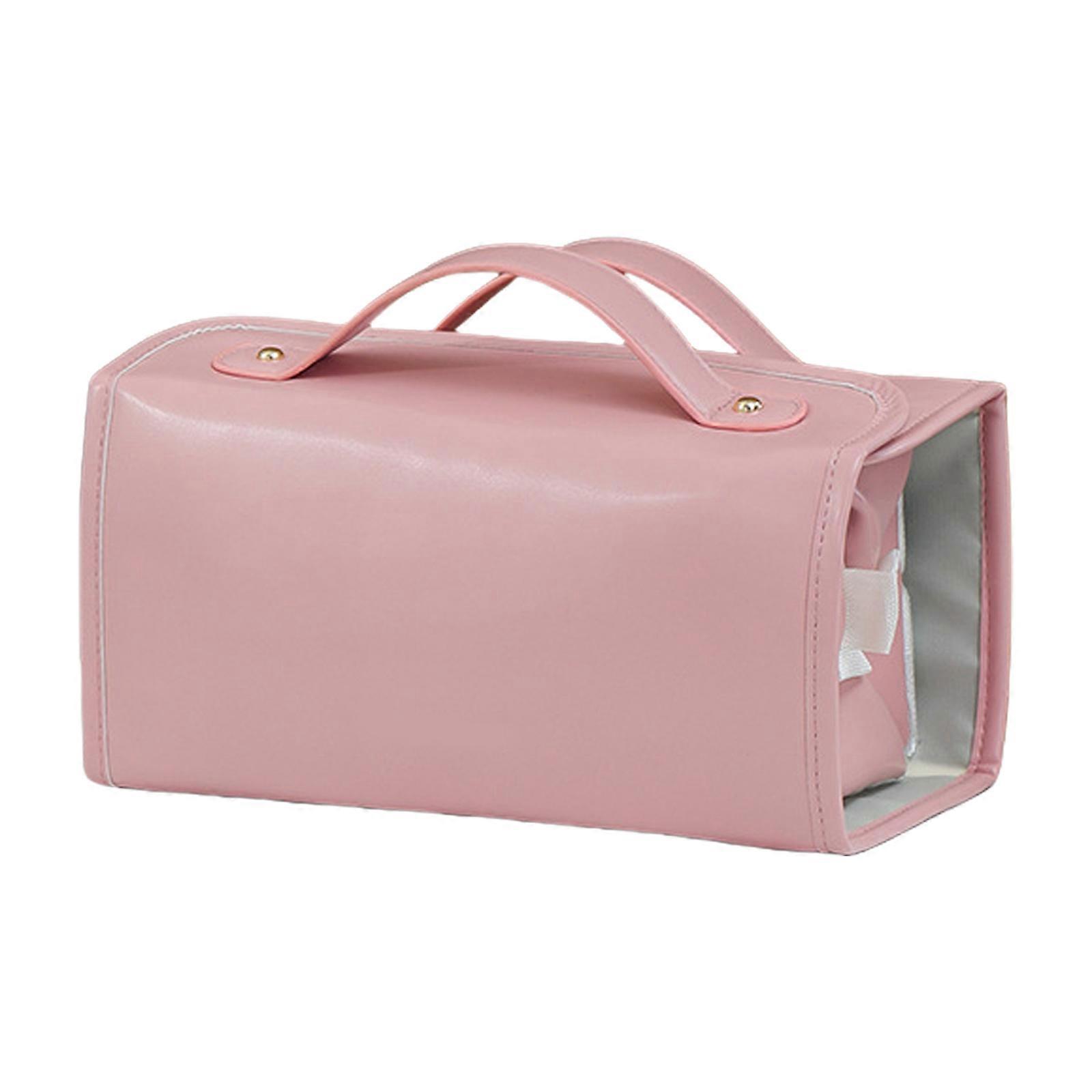 便利な収納トイレタリーバッグ4 in1取り外し可能なメイクアップオーガナイザー旅行や日常使用のための折りたたみ式化粧品ポーチピンク