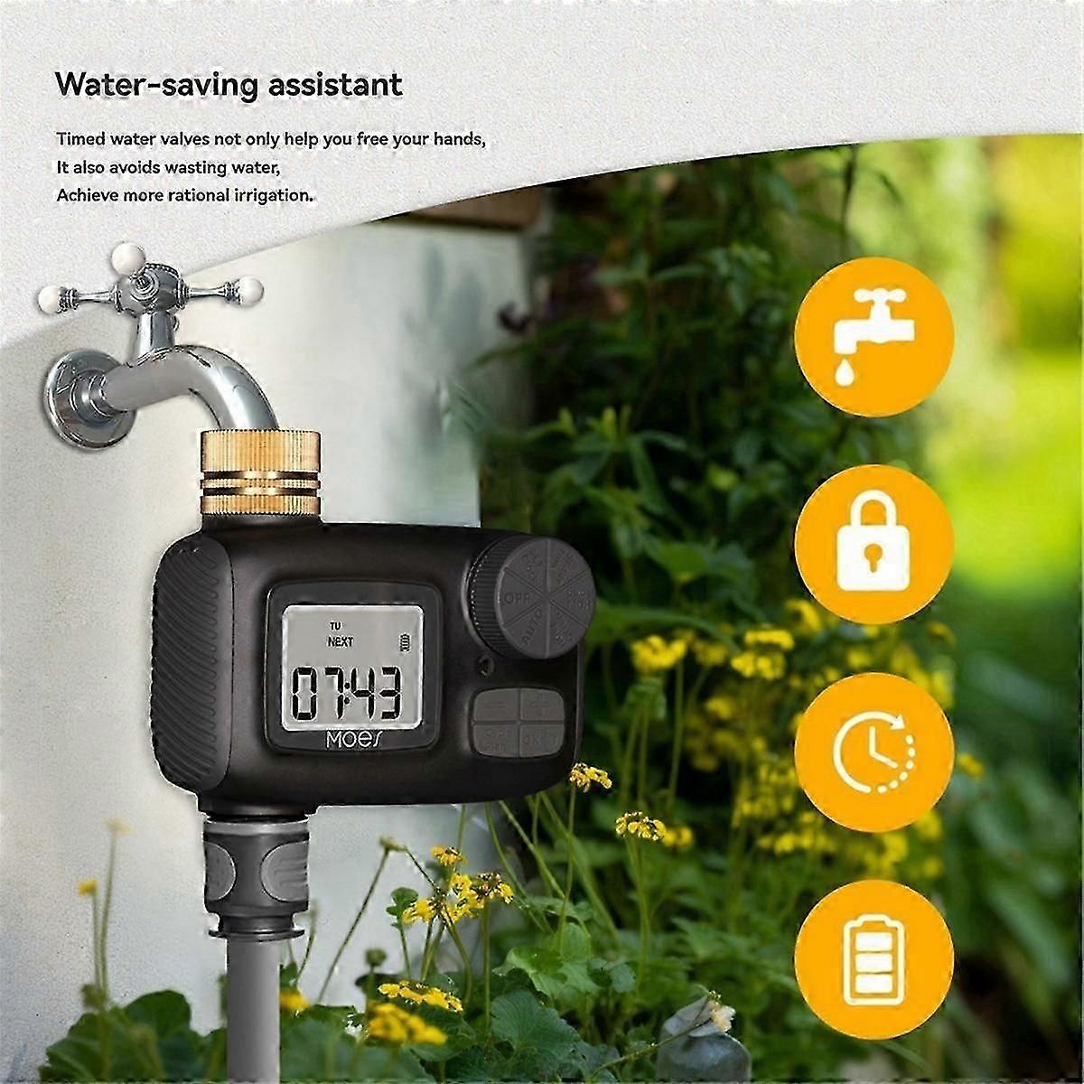 Water Timed Irrigation Water Valve with LCD Display Screen IP55 Waterproof Rotary Knob Button Cont