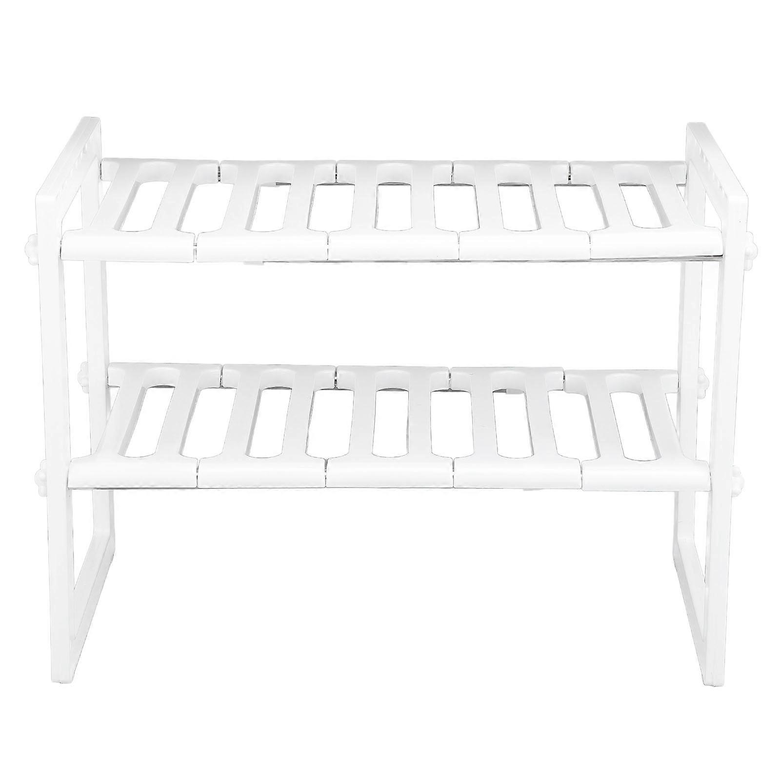 Multifunctional 2-Tier Stretchable Under Sink Organizer - Large Capacity, White