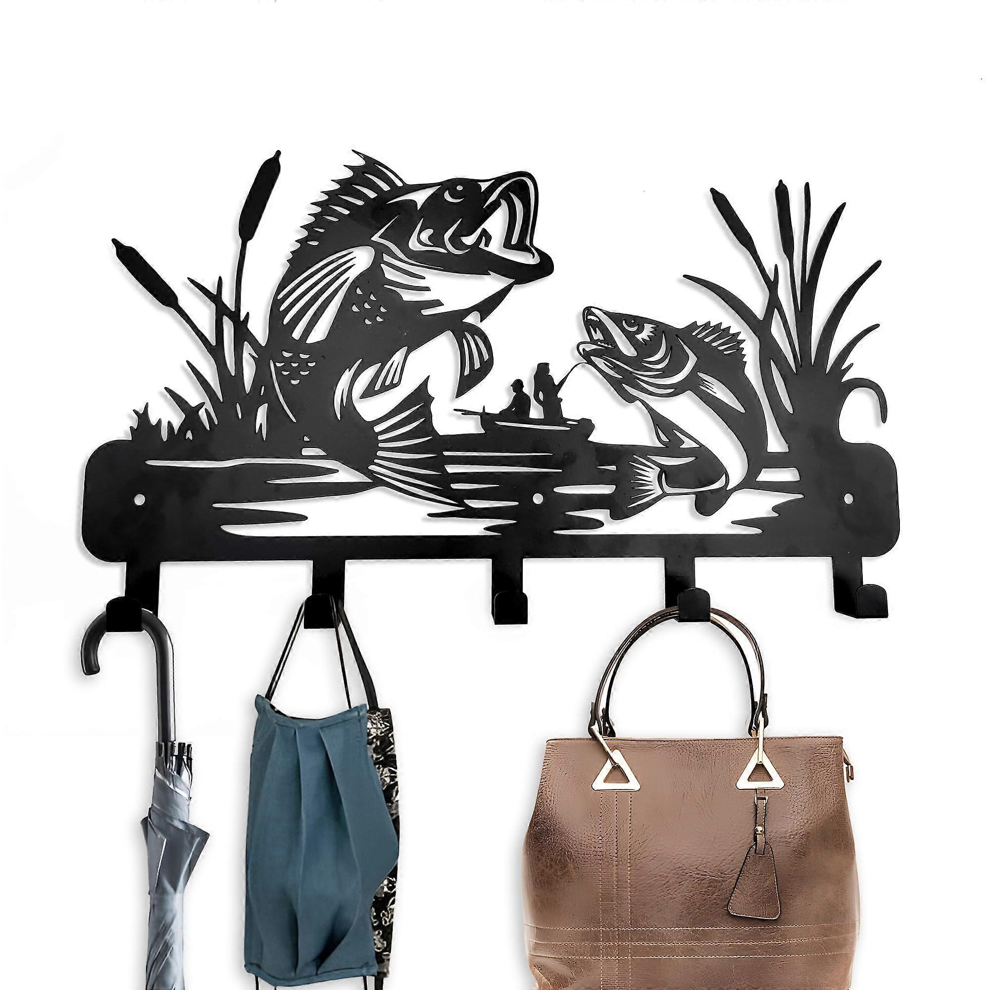 Metal Fish Coat Hooks for Wall Decoration - Rustic Style, Durable Metal, Ideal for Living Room and Entryway