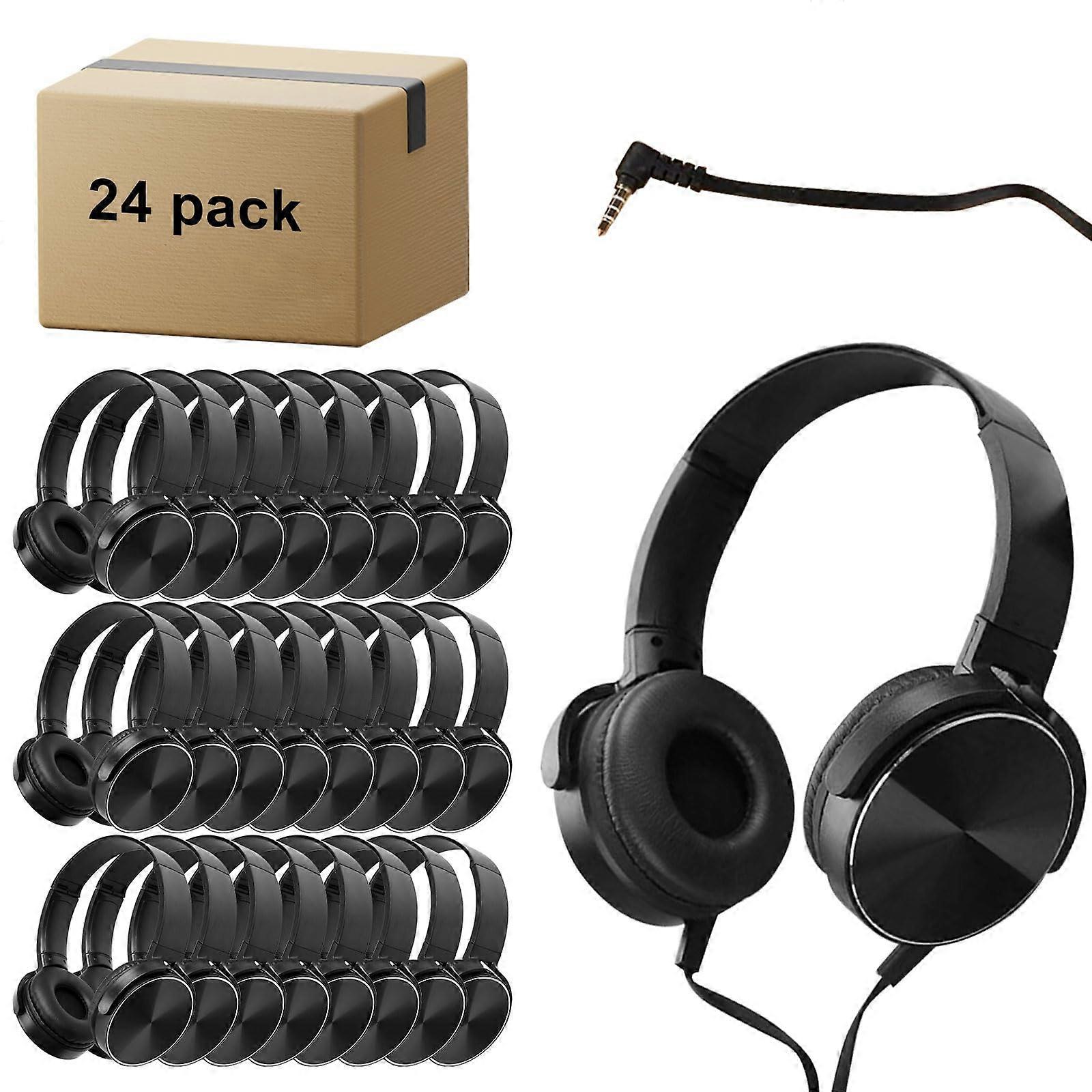 24 Pack Classroom Headphones Bulk With Swivel Design, Comfortable Over-Ear Earphones for School and Library Use