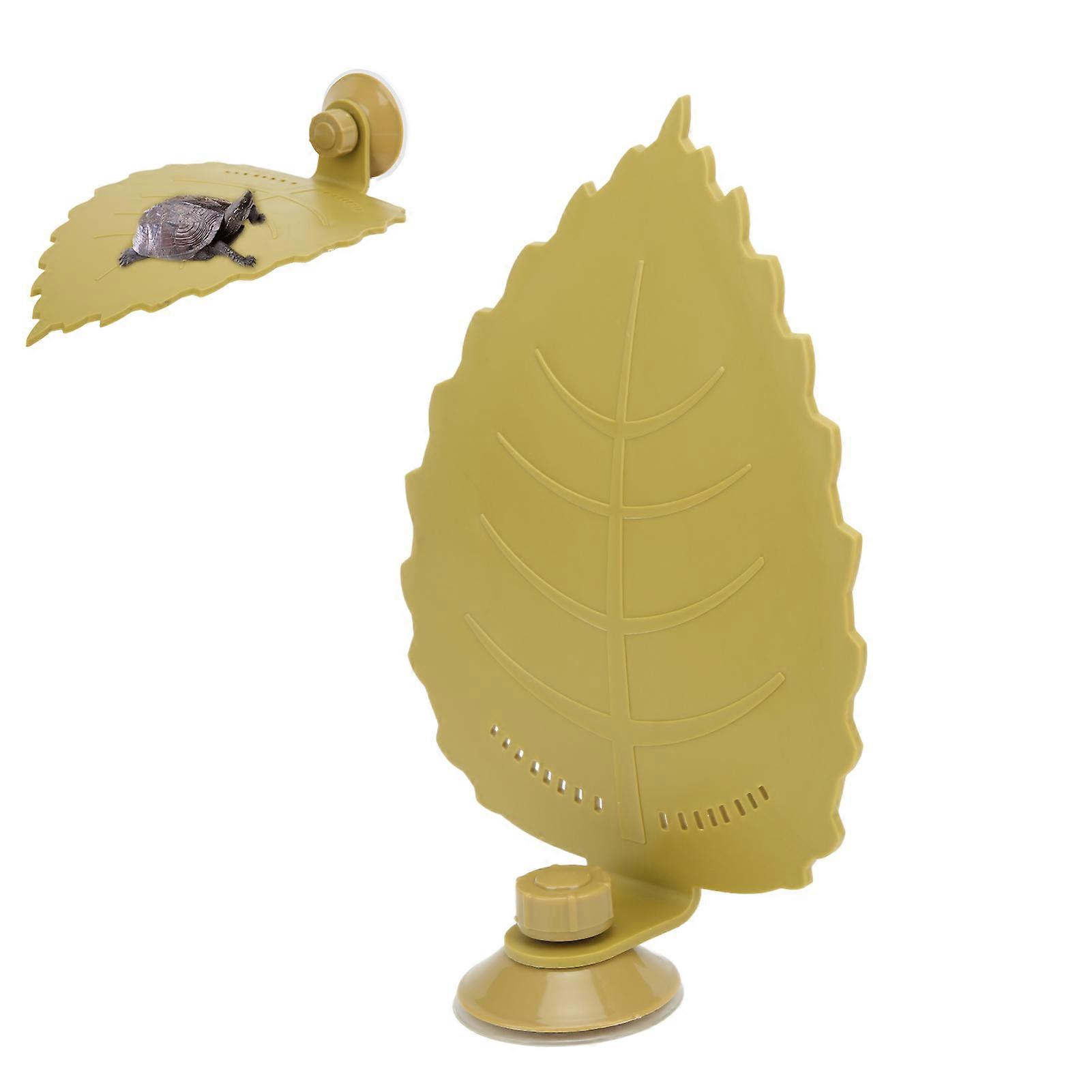 Tortoise Basking Platform Leaf Shape Tortoise Terrace with Suction Cup for Reptile AnimalsL 