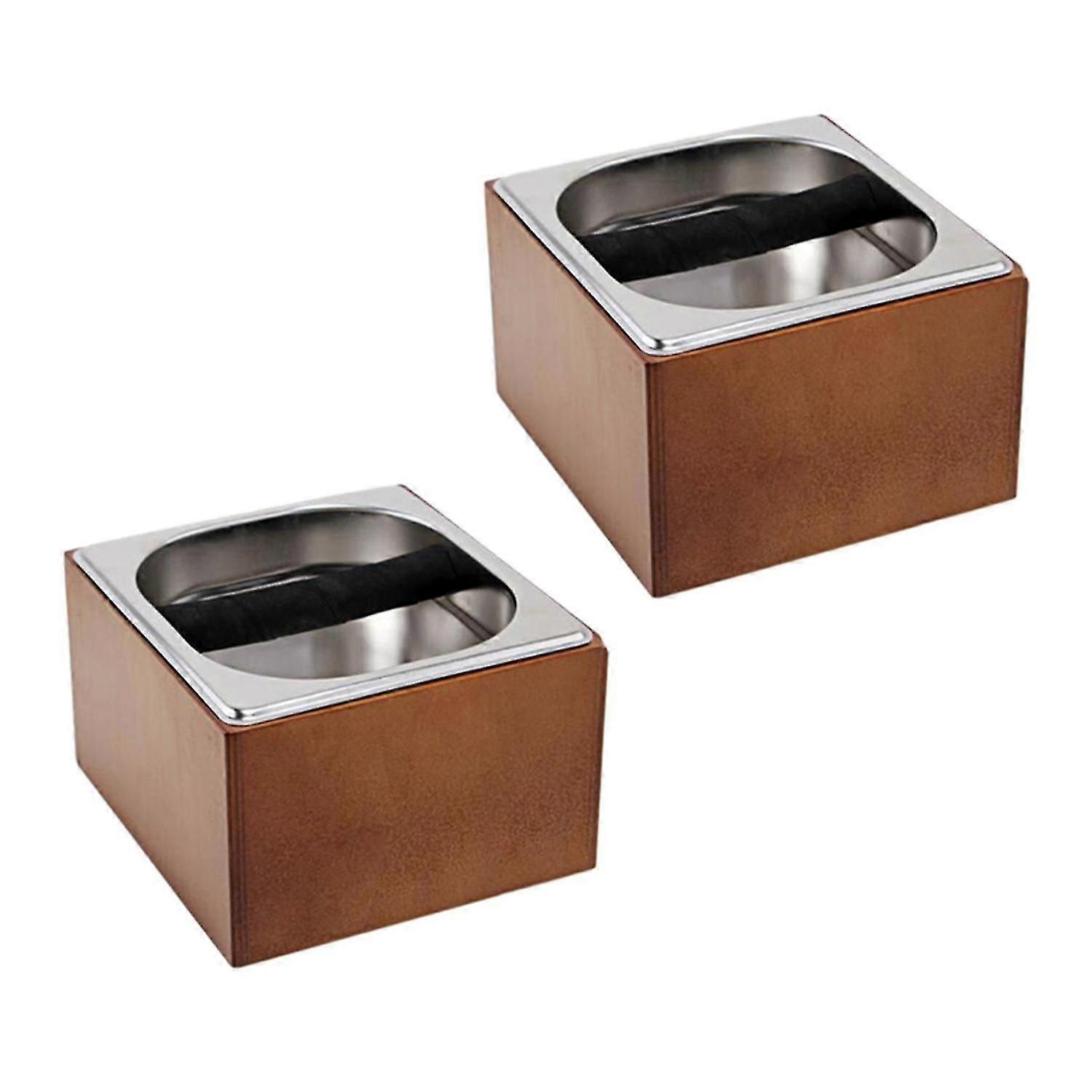 2x Knock Box Less Steel Grounds Container Box Barista Residue Et
