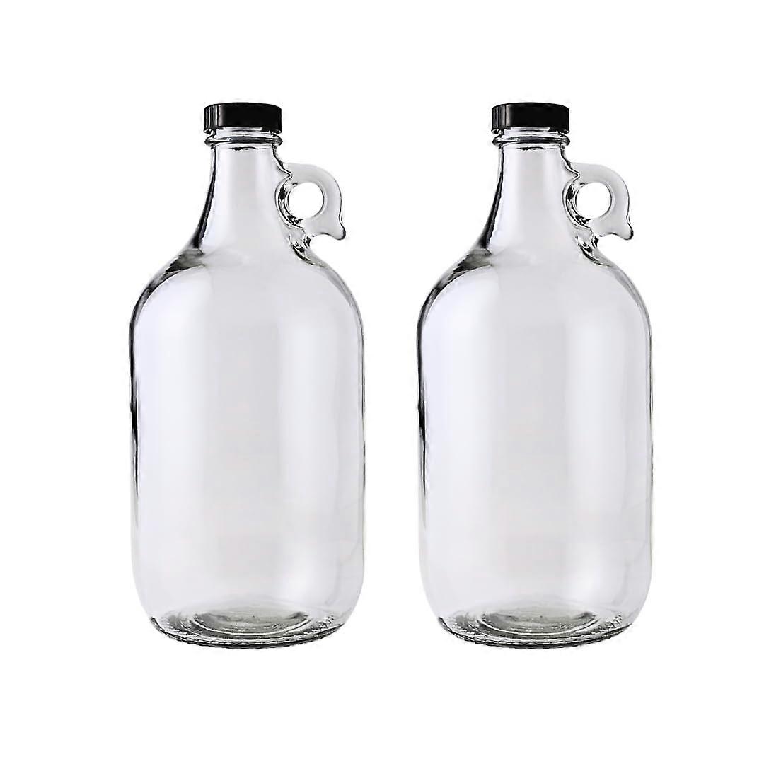 True Fabrications Jug-1/2-2 (64oz) Jugs, Clear with 2 Black Polyseal Caps