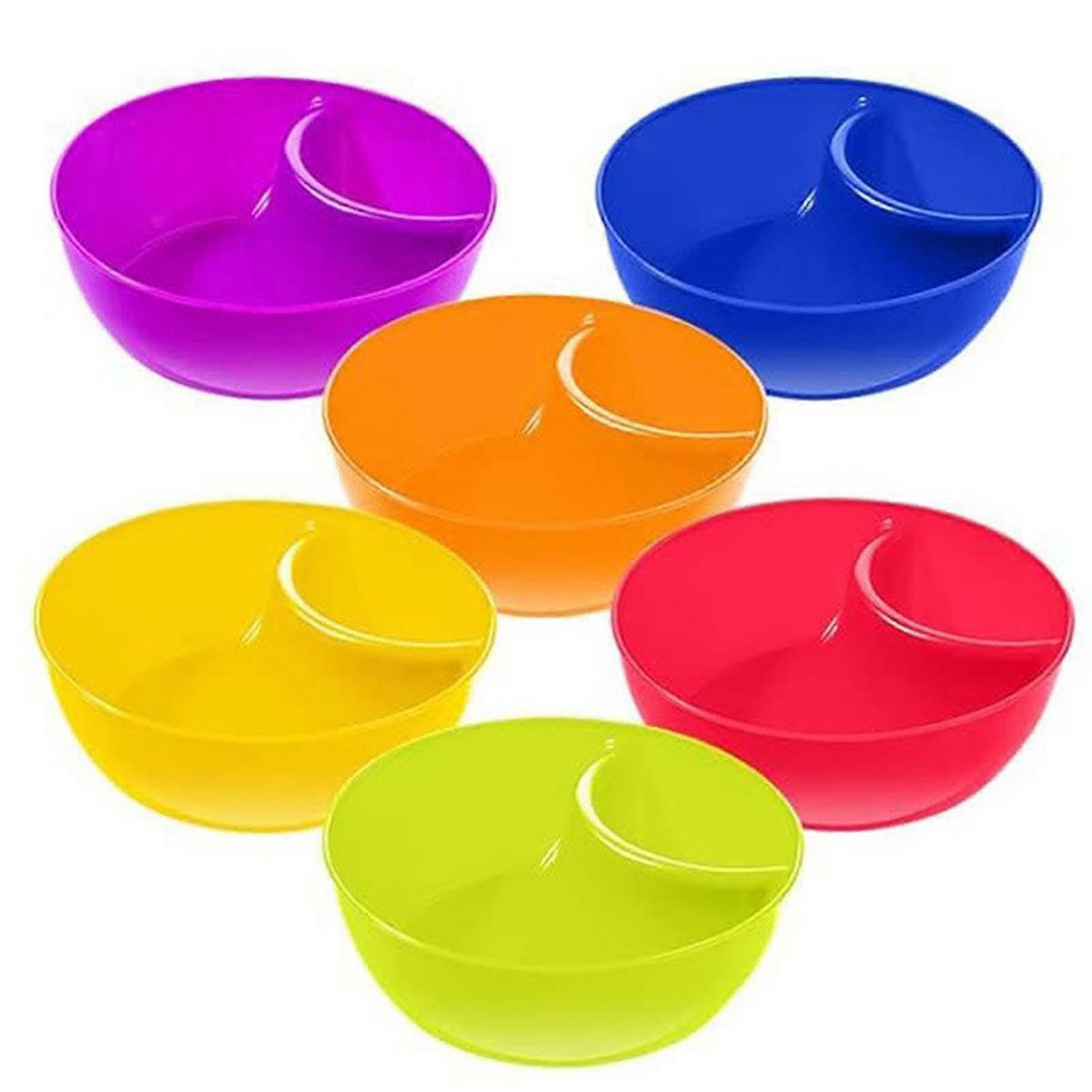 2 Grids Plastic Cereal Bowls Unbreakable Material Storage Dish Plates Tableware