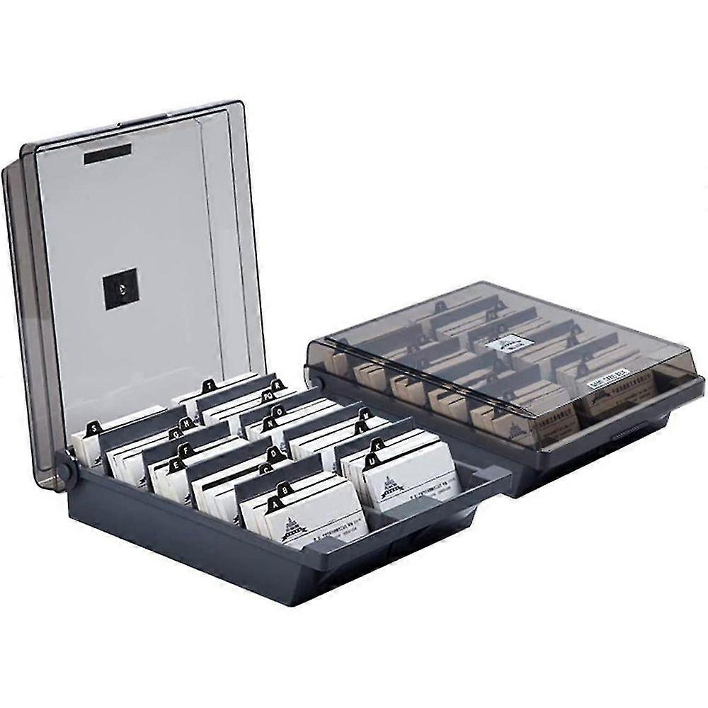 HJyang Business Card Box, 1000 Card Capacity Business Card Storage Box With A-z Index DQD