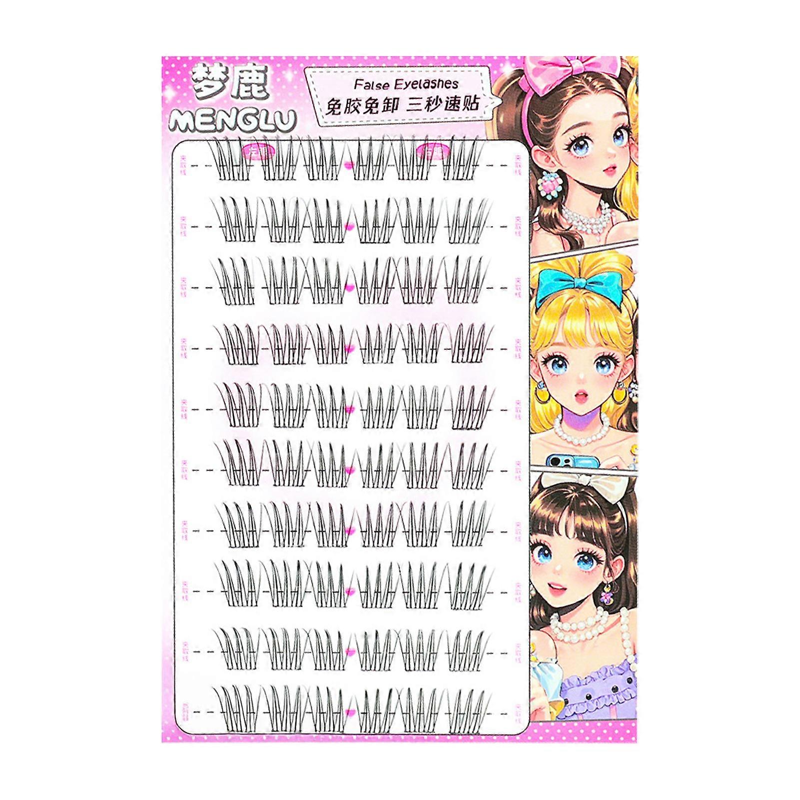 Press on Comic Eyelash Clusters Manga Self Adhesive Eyelashes Time-Saving Choice For Beginners