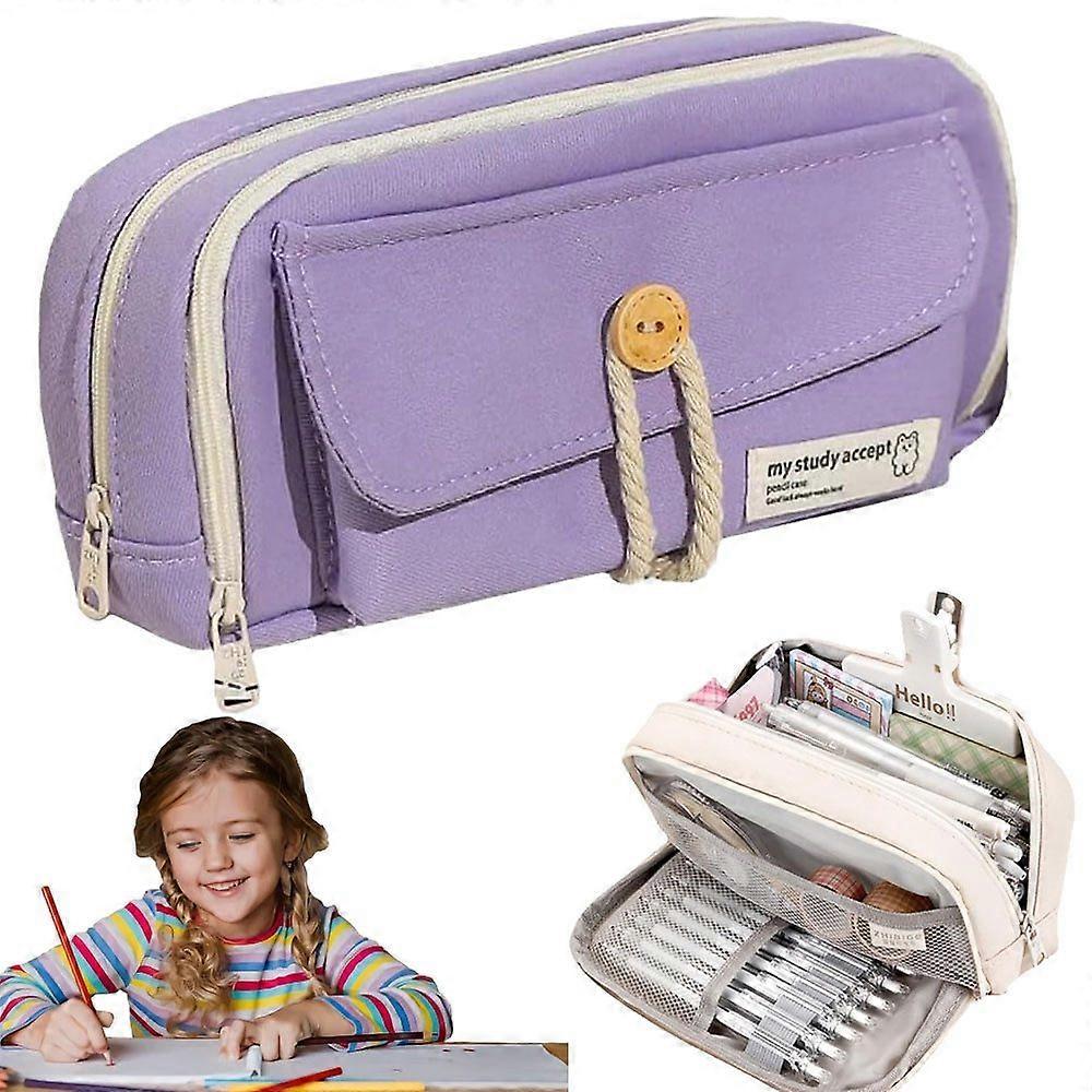 Pencil case for school with 3 compartments and large storage capacity, ideal for students