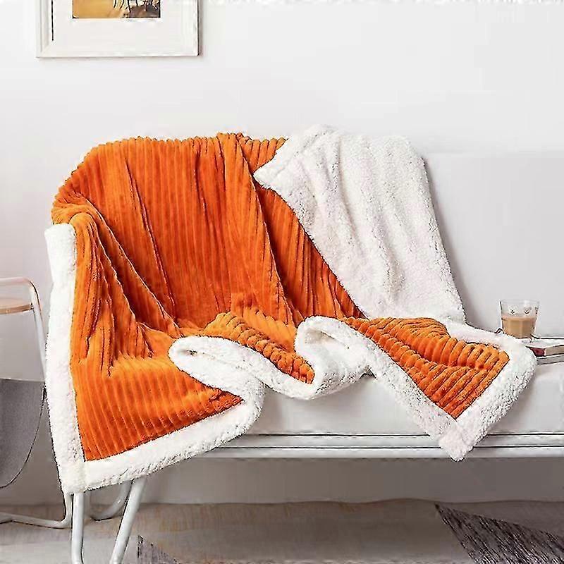 Magic Velvet Sherpa Blanket Fleece Throw Orange and White Sherpa Soft Plush Fluffy Warm Cozy Thick for Bed Sofa Couch Chair x