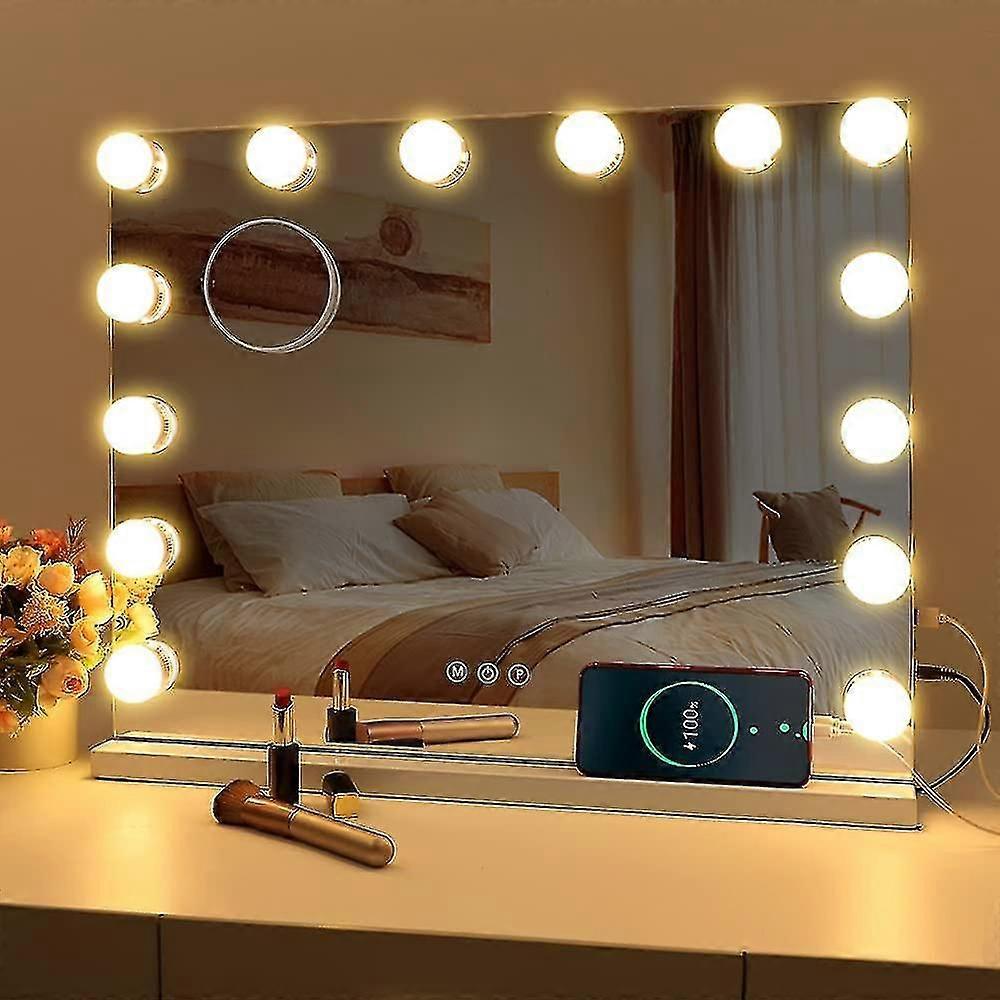 Led Mirror Usb Makeup With Lights Lighted 10 Bulbs 3 Lighting Modes Tabletop Wall Mounted Cosmetic Mirror (only Lights)