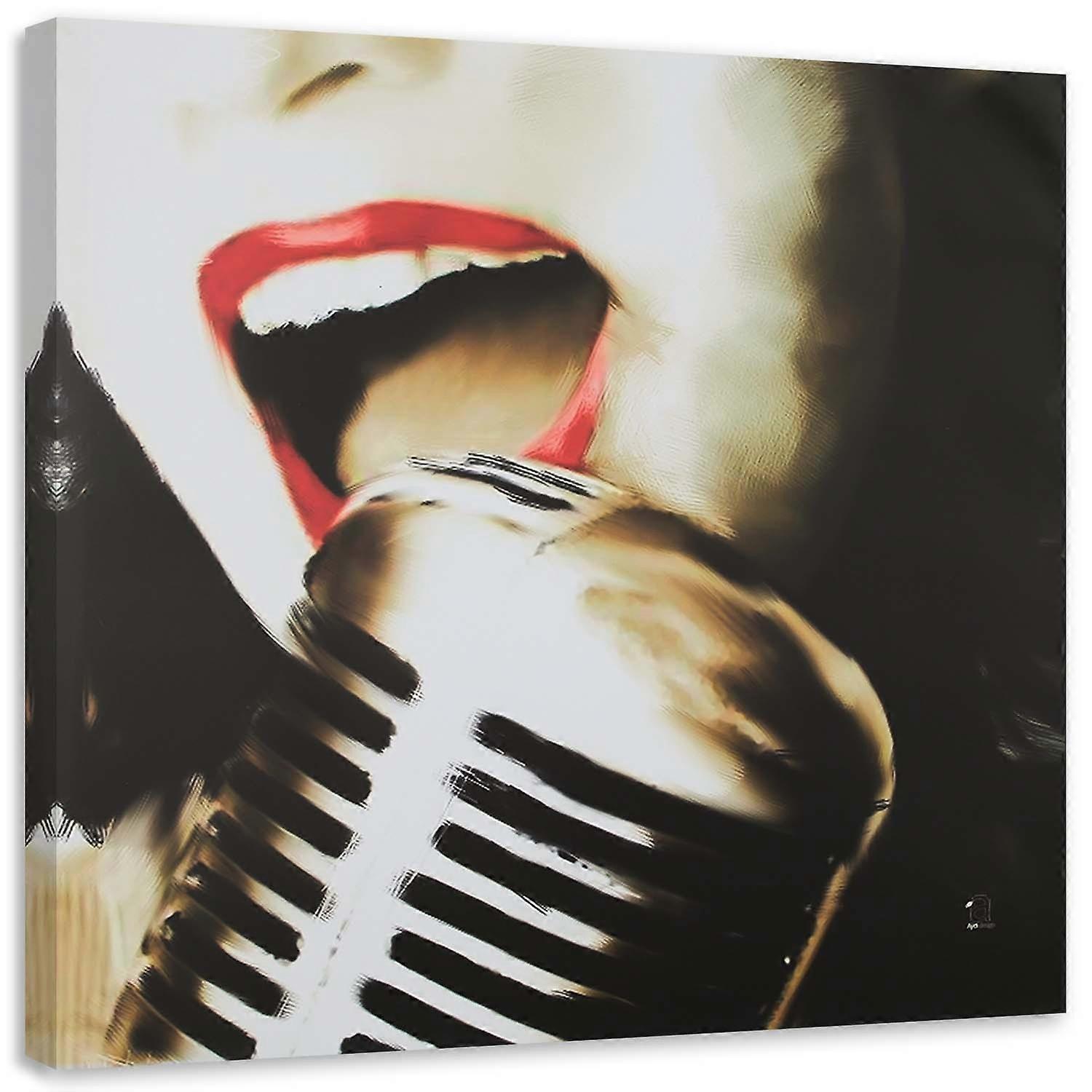 Lienzo, Labios de una mujer cantante - 60x60