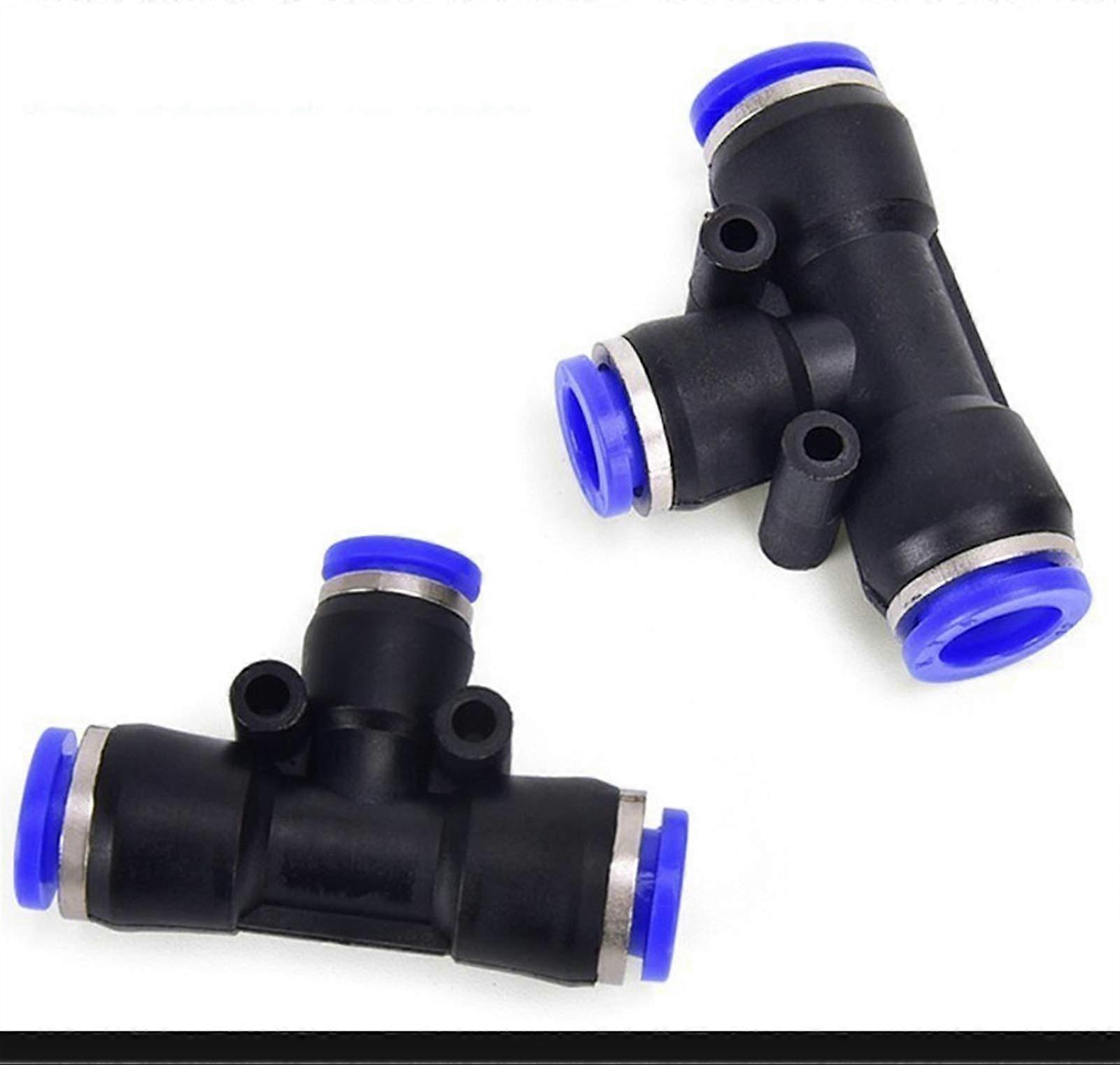 3 Way OD Hose Tube Push In Air Fitting 10pcs T Shaped Gas Quick Connector Adapters for Pneumatic Systems