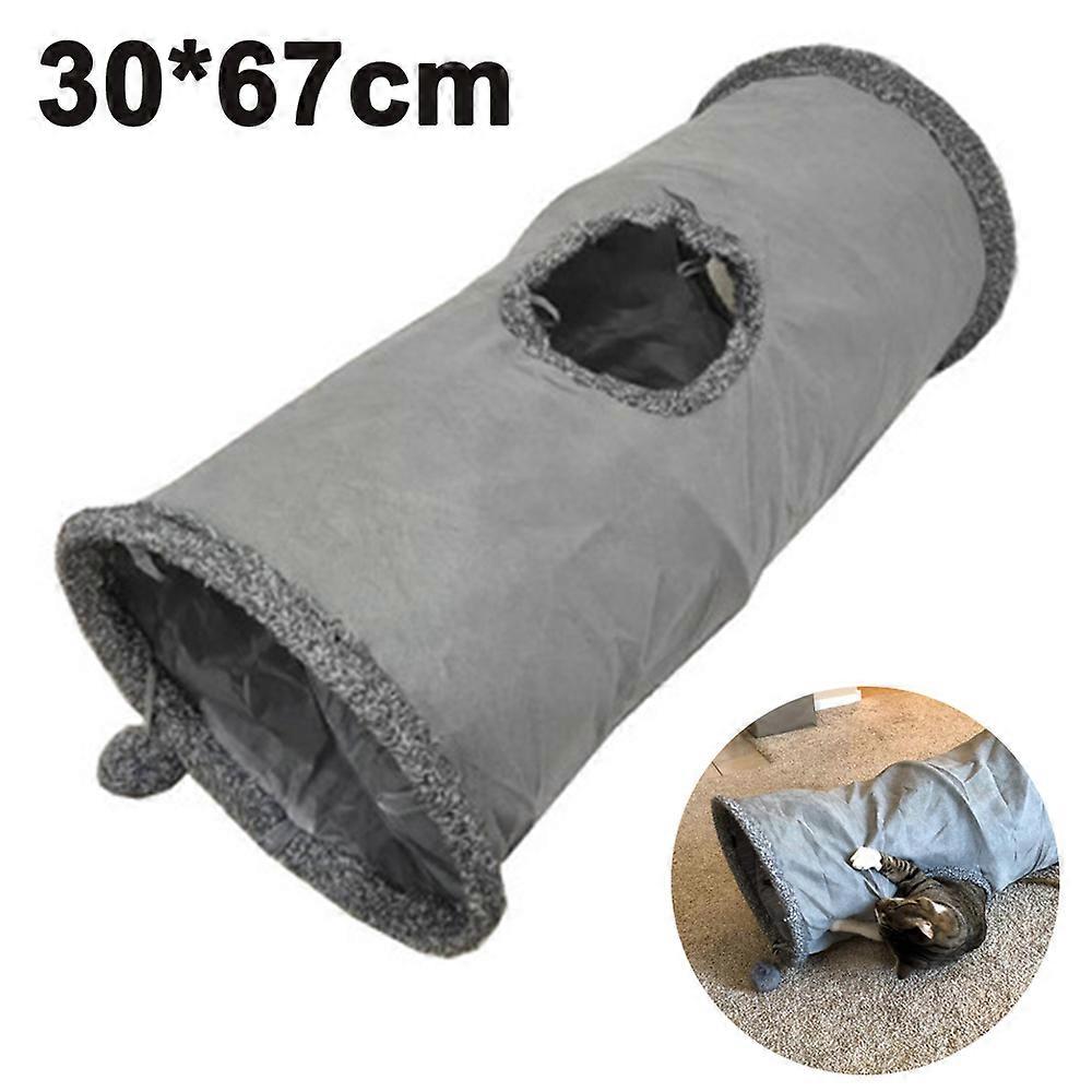 Collapsible Cat Tunnel,Durable Suede Pet Toys Play Tunnel With Ball And Hole,For Cats,Rabbits,Kittens,Puppy And Small Pets