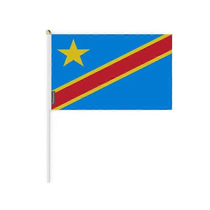 Set of Mini Flags – Democratic Republic of the Congo – 14 x 21 cm – Handheld – Polyester - 100 pieces