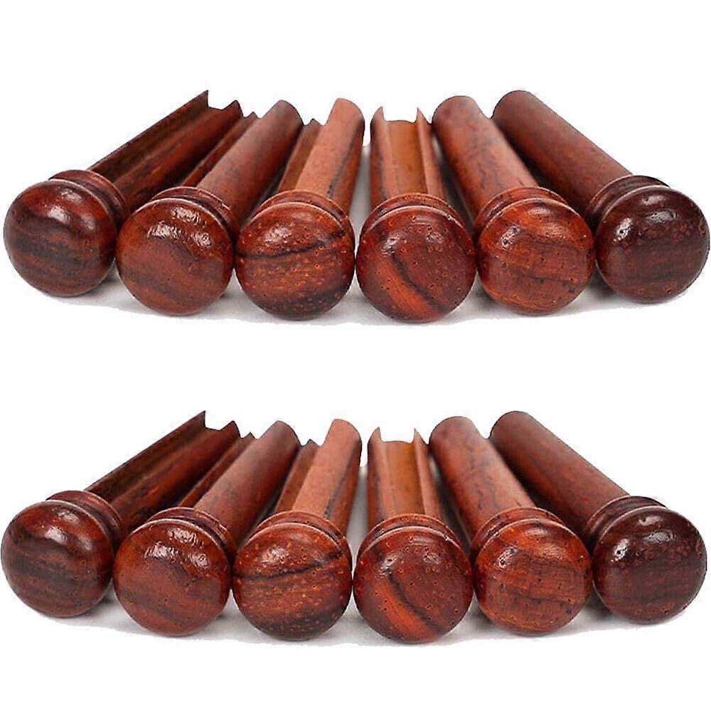 Cocobolo Wood Guitar Bridge Pins 12PCS Brown Compatible With 6 & 12 String Acoustic Guitars, Durable Replacement Parts