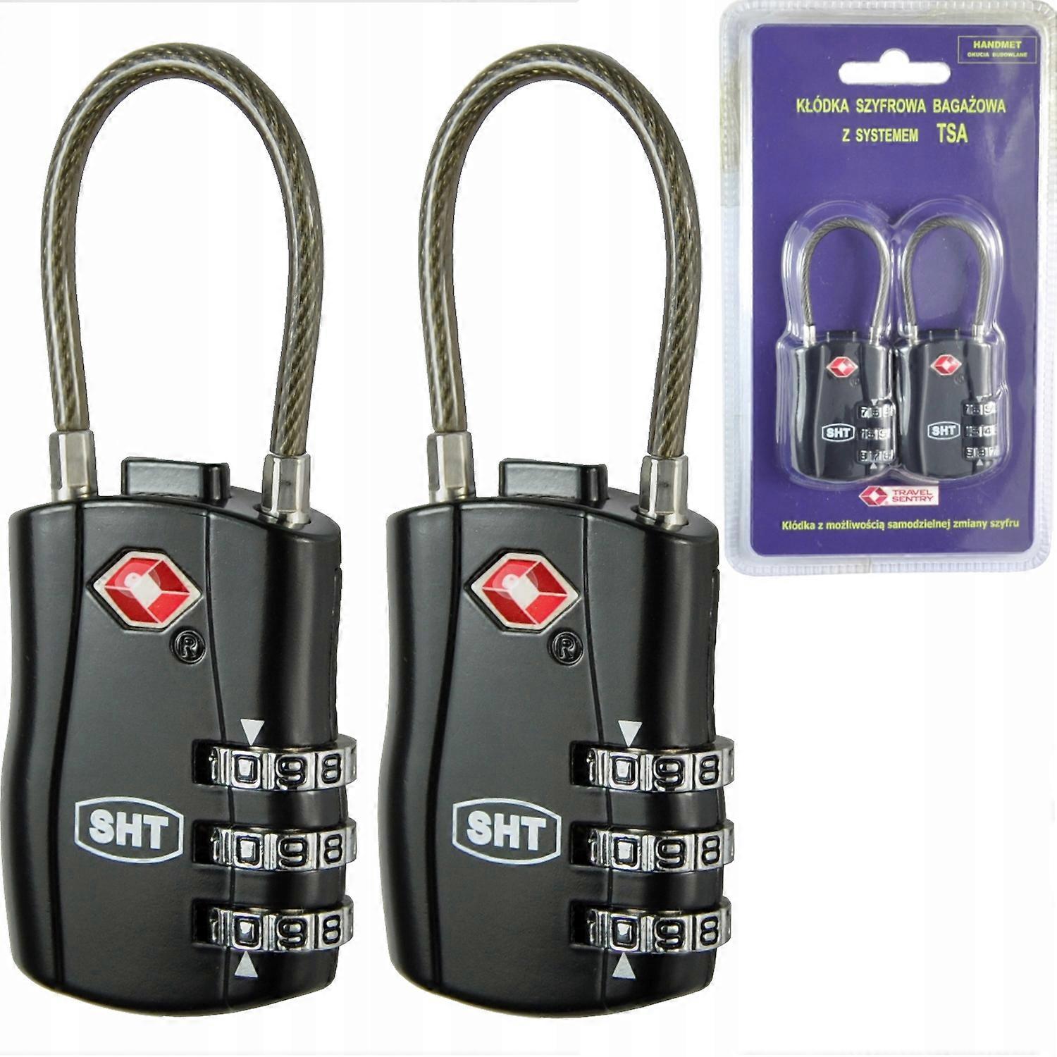 2x Tsa Padlock For Cipher For Luggage Suitcase With Cord