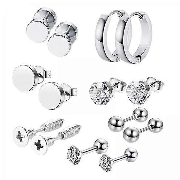 2x 14x Hoop Studs Earrings Set for Multiple Piercings in Stainless Steel