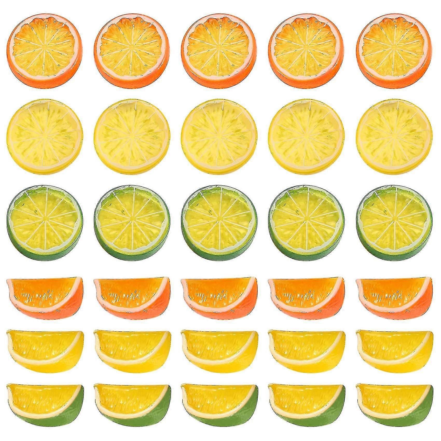 30pcs 2in Artificial Lemon Slices,simulation Decorative Fruit Wedding Ornament Decor Photography Pr