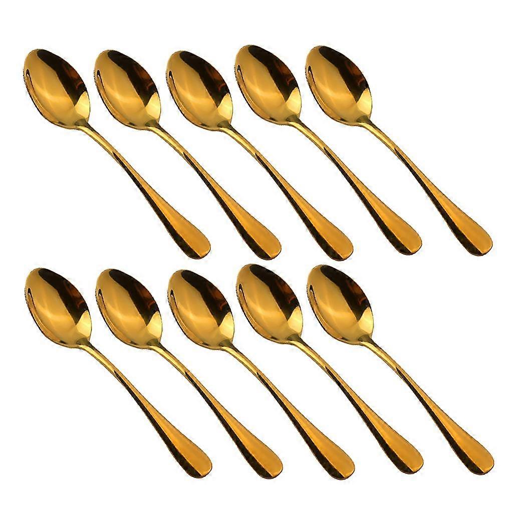 10Pcs Teaspoons Spoons Cutlery Table Latte Sundae Tea Spoon Tableware Gold