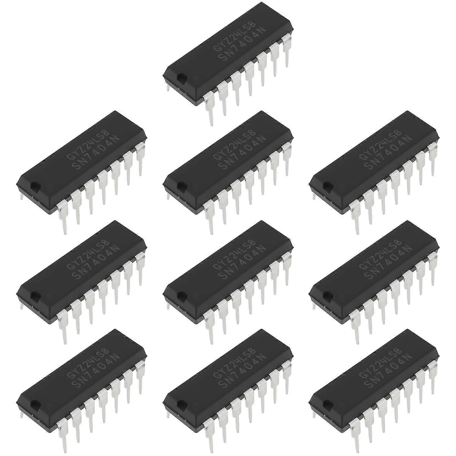 SN7404N Hex Inverter IC - 10 Pack 6-Channel Logic Gate Chip PDIP-14 for 5V Digital Signal Processing Applications