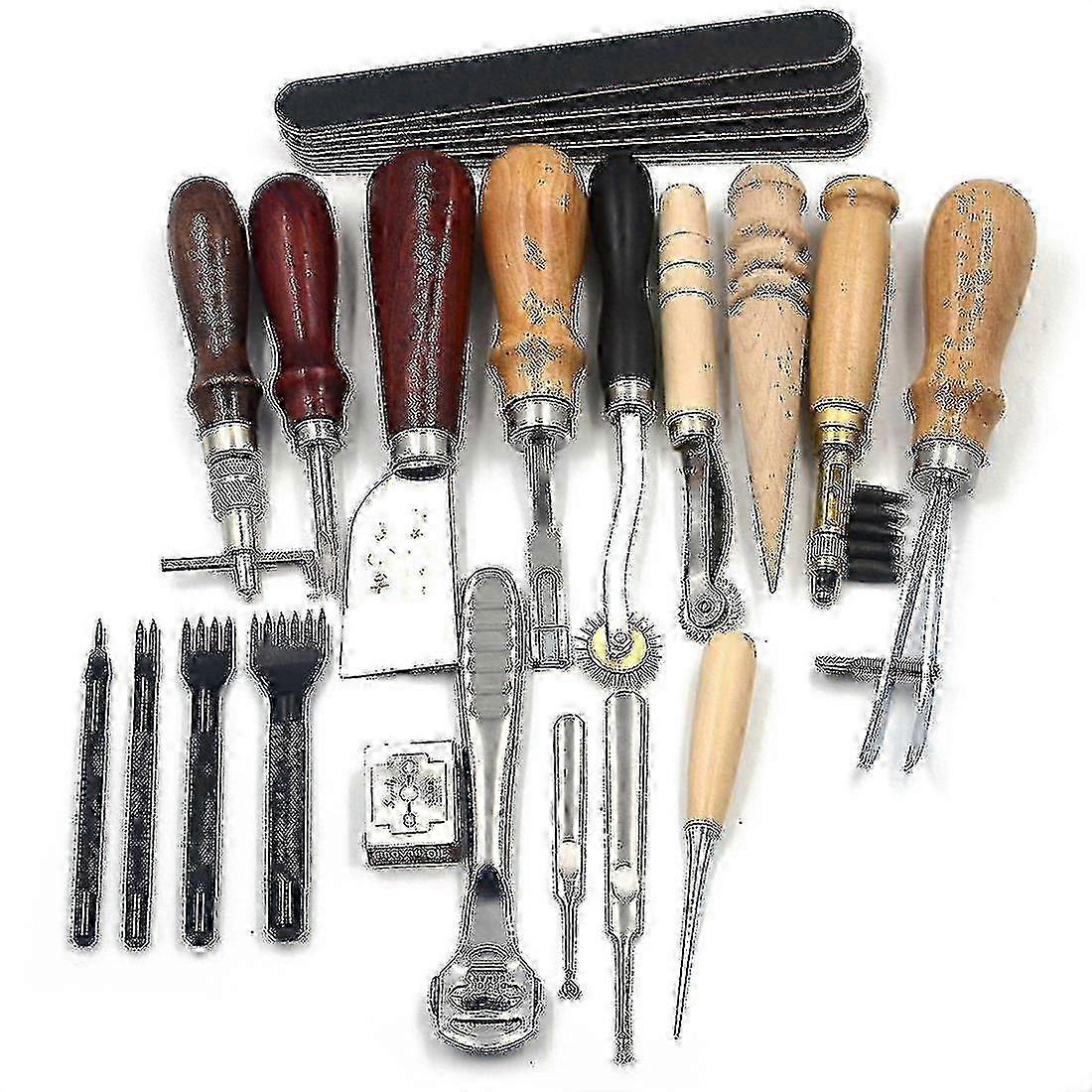 2025 18Pcs Leather Craft Tools Set for Sewing Stamping DIY Saddle Making