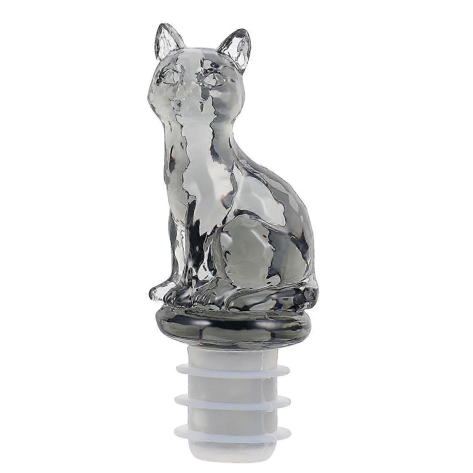 1pc Silicone Cat Wine Bottle Stopper - 8x3x3cm Grey