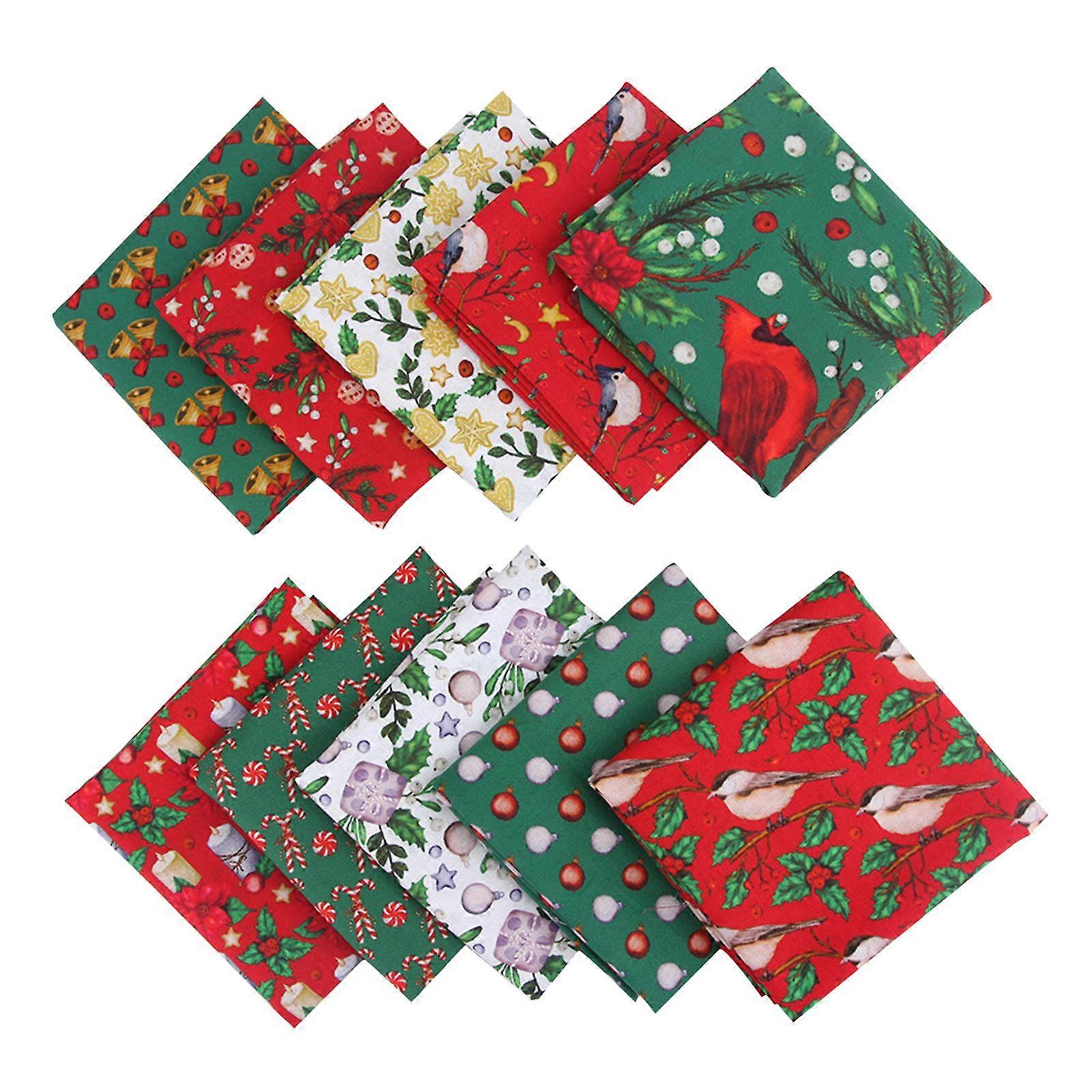 10PCS CHRISTMAS FABRIC 20" SQUARES PATCHWORK DRESS