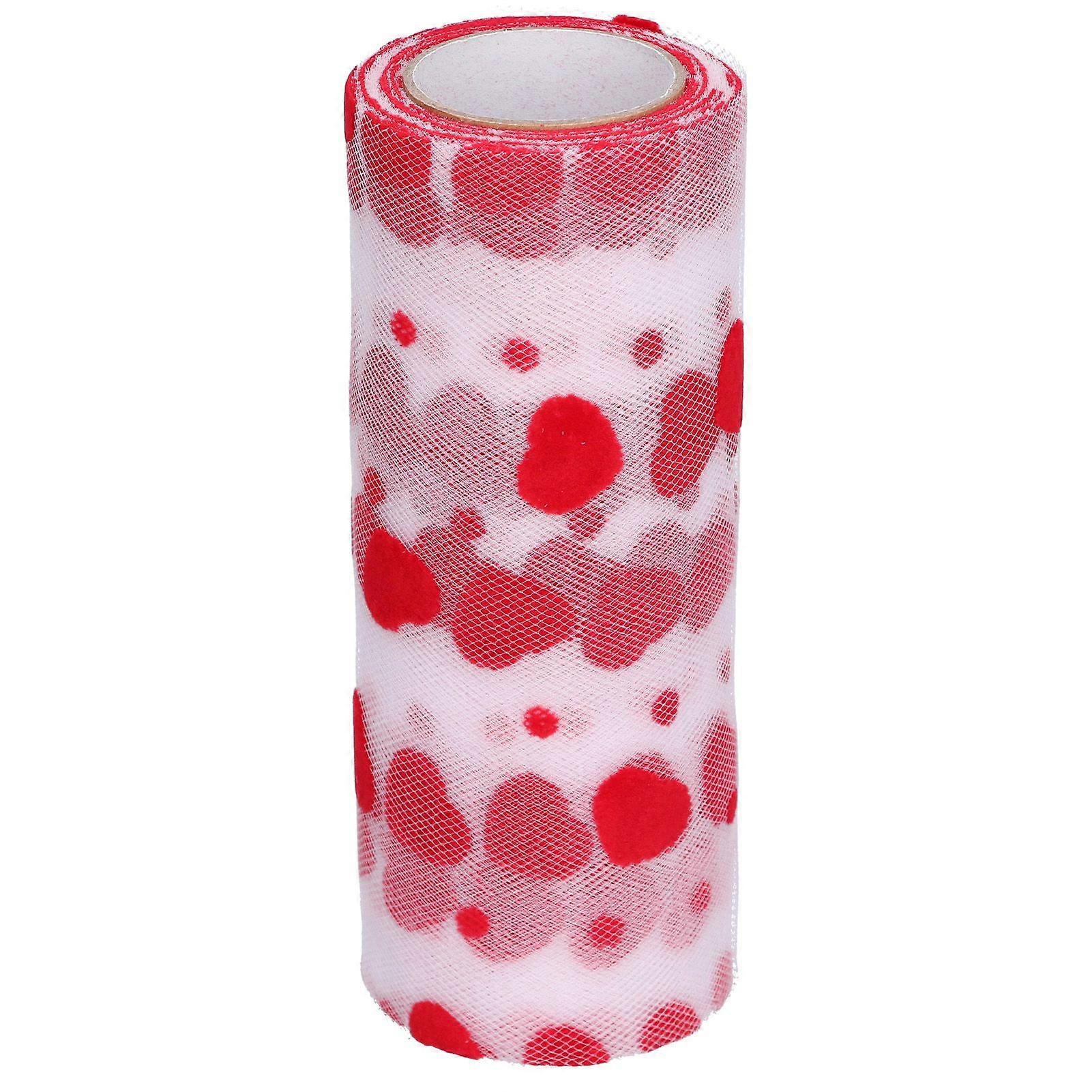 2025 Latest Model  Tulle Rolls 10 Yards Red Heart Shaped Pattern Packaging