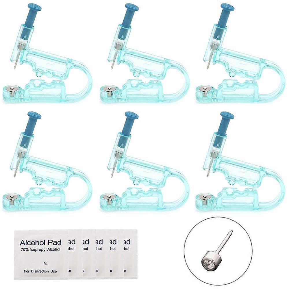Ear Piercing Gun 6pcs disposable Safety Ear Piercing Gun Unit Tool with Asepsis Pierce Kit Blue for Piercing kit Piercing Supplies