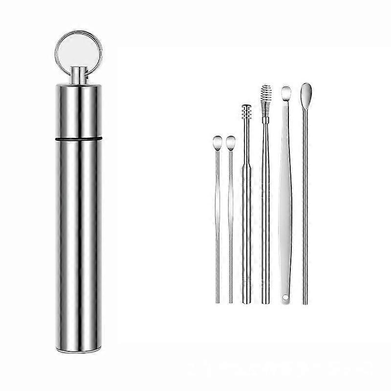 Professional Ear Cleaning Kit, 6-Piece Stainless Steel Set with Storage Case,