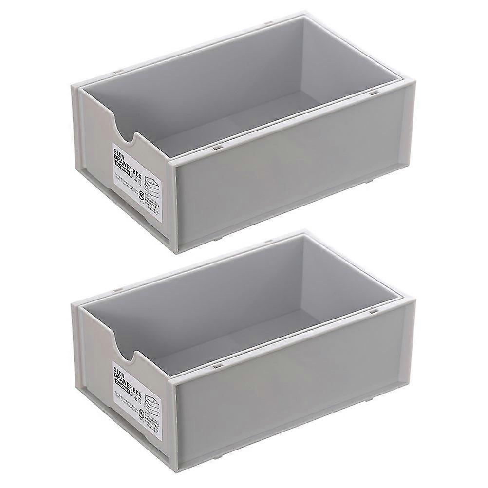 Storage Box for Storage Use 2Pcs Desktop Stackable Multi-Purpose Drawer Box