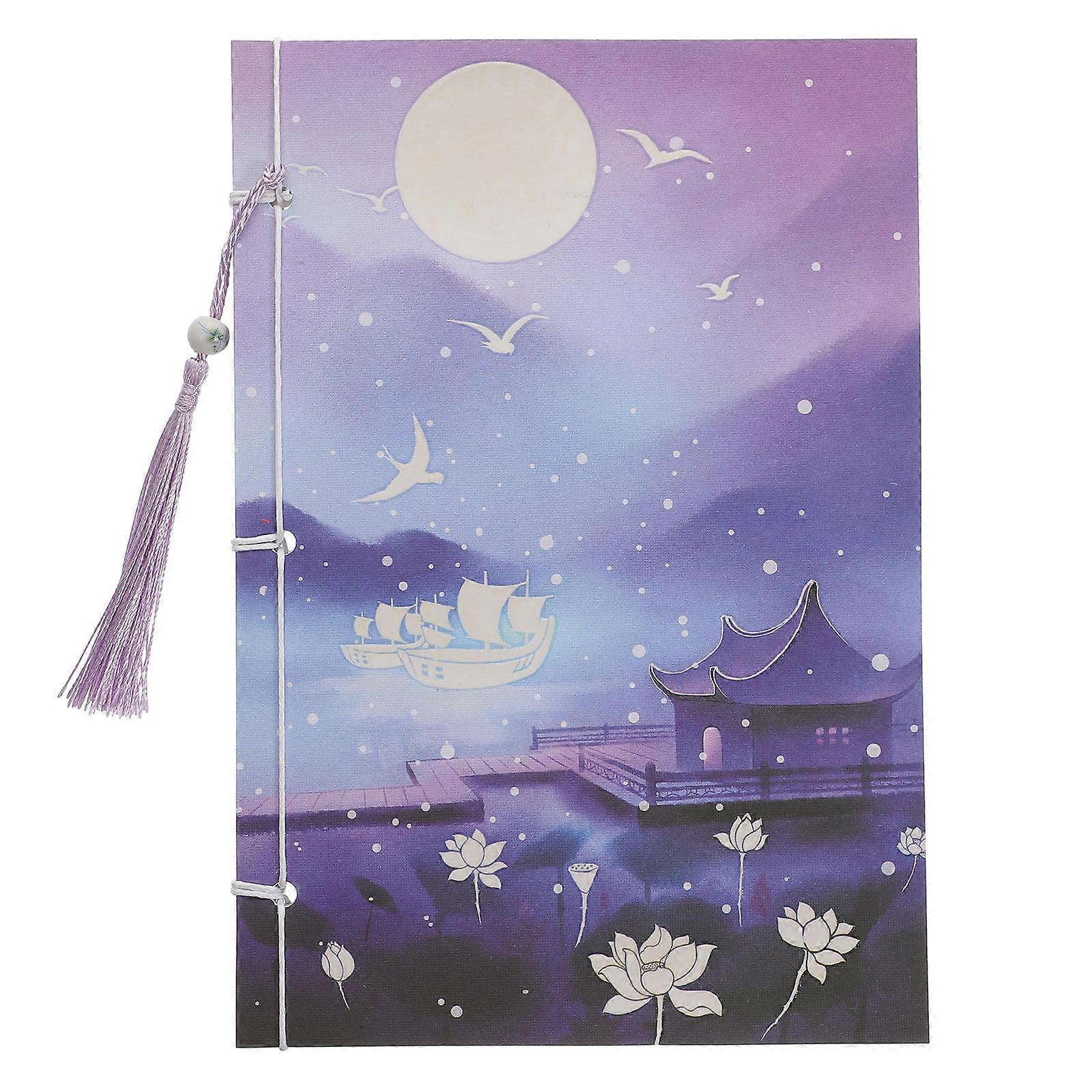 Horizontal Notebook Landscape Pattern A5 Note Pad For Home Use Purple 20.8X14.2CM Recording Plans 1Set