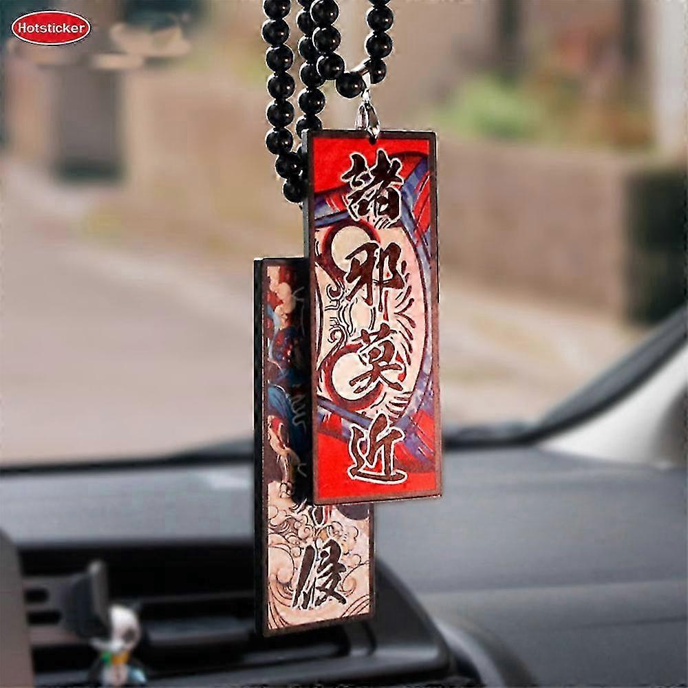 Japanese Style Protective Car Hanging Charm with Blessings, Amulet for Rearview Mirror Decoration, Beaded Acrylic Accessory