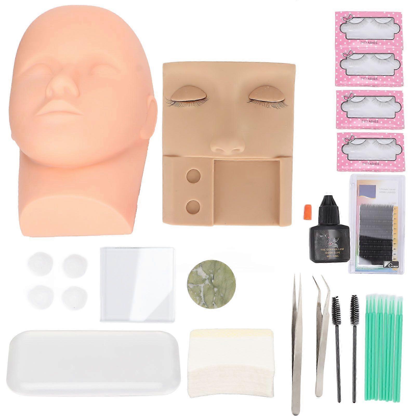 2025 Latest Model Eyelashes Extension Practice Set with Lash Mannequin Head Fa...