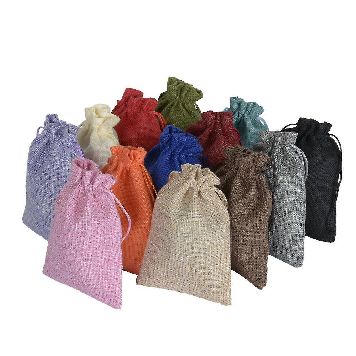Mixed Color Linen Drawstring Bags – Simple & Beautiful Pouches for Jewelry, Candies, Parties, Festivals, and Home Use